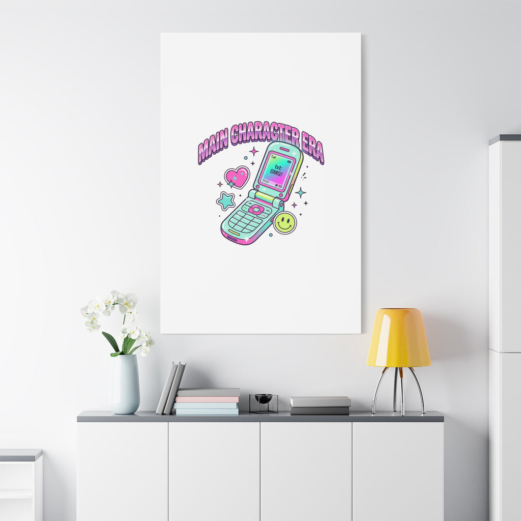 Main Character Era Canvas | Y2K Aesthetic, Retro Flip Phone Wall Art