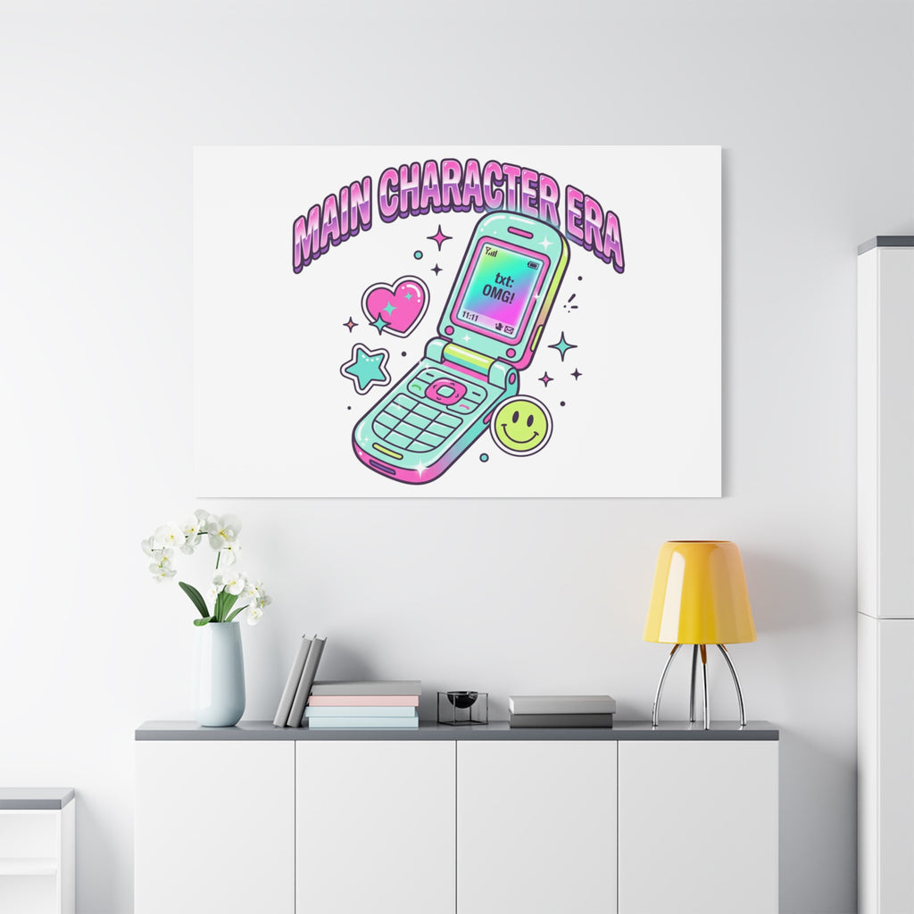 Main Character Era Canvas | Y2K Aesthetic, Retro Flip Phone Wall Art