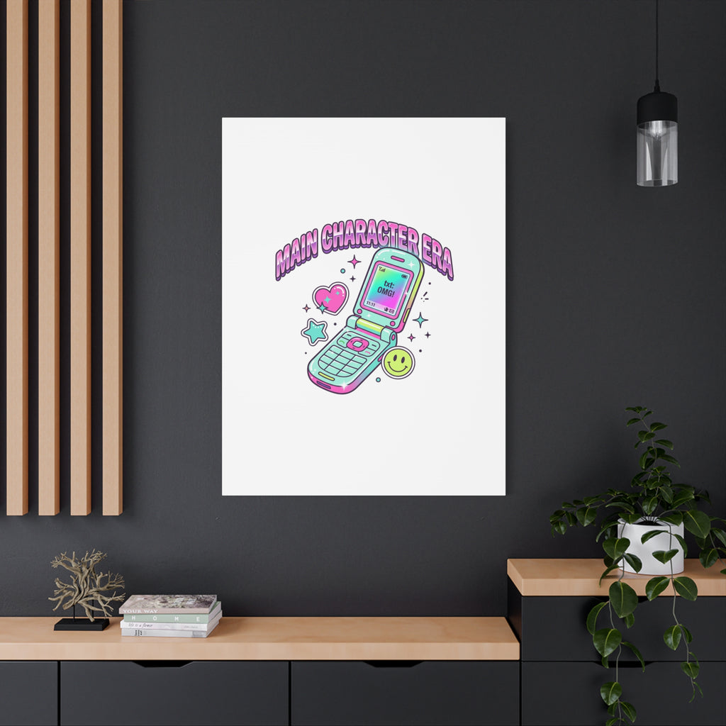 Main Character Era Canvas | Y2K Aesthetic, Retro Flip Phone Wall Art
