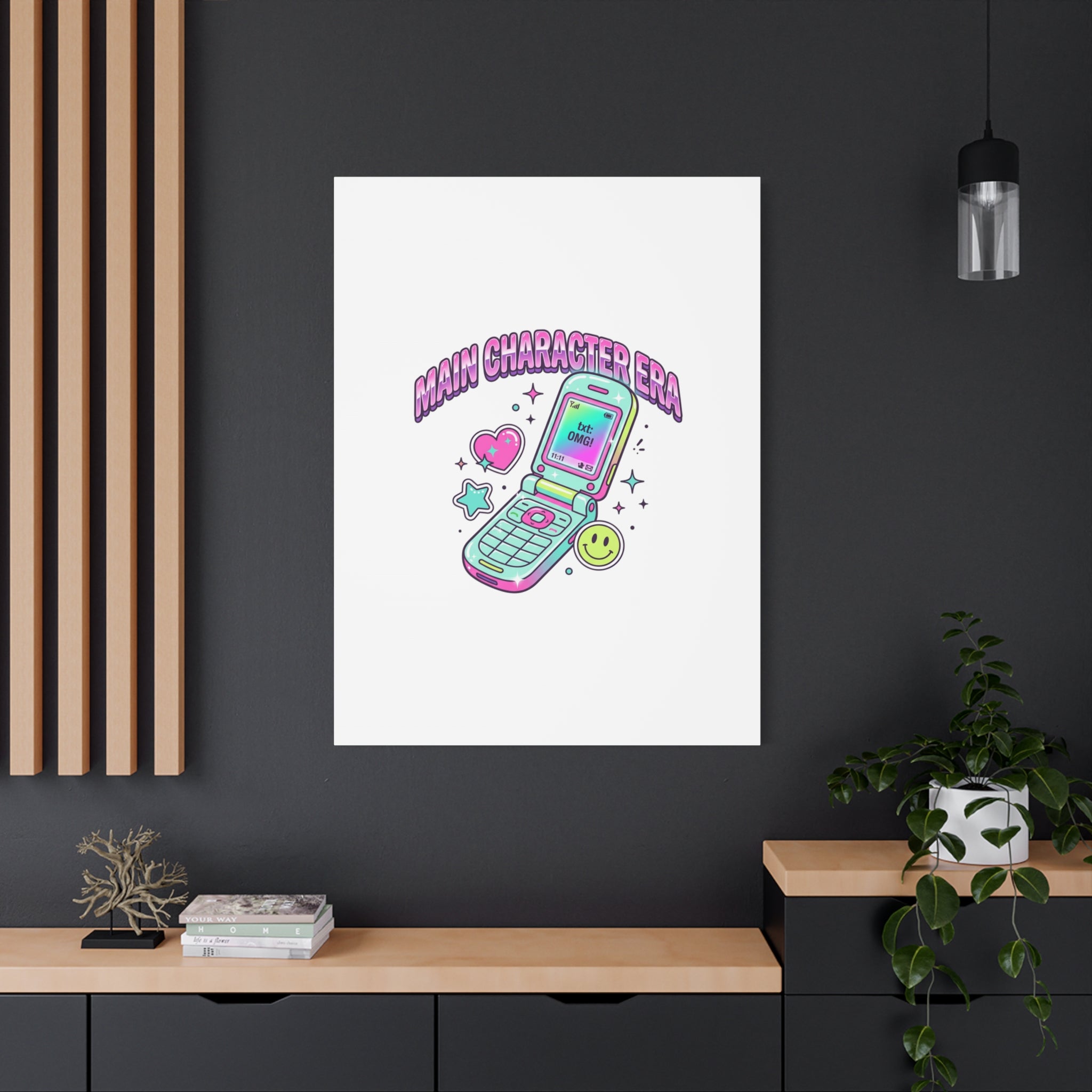 Main Character Era Canvas | Y2K Aesthetic, Retro Flip Phone Wall Art