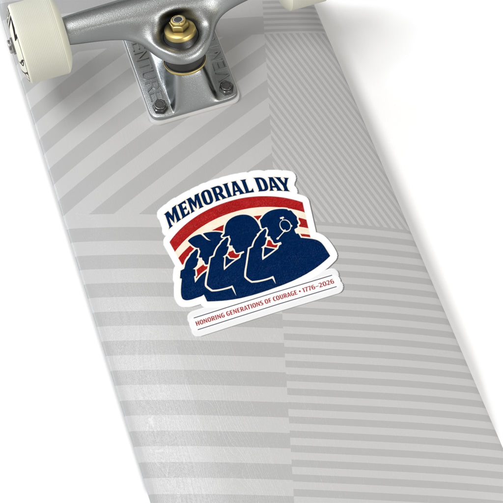 Memorial Day 1776–2026 Kiss-Cut Stickers | USA 250, vintage distressed patriotic