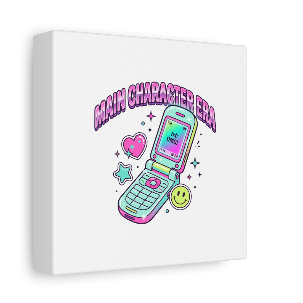 Main Character Era Canvas | Y2K Aesthetic, Retro Flip Phone Wall Art