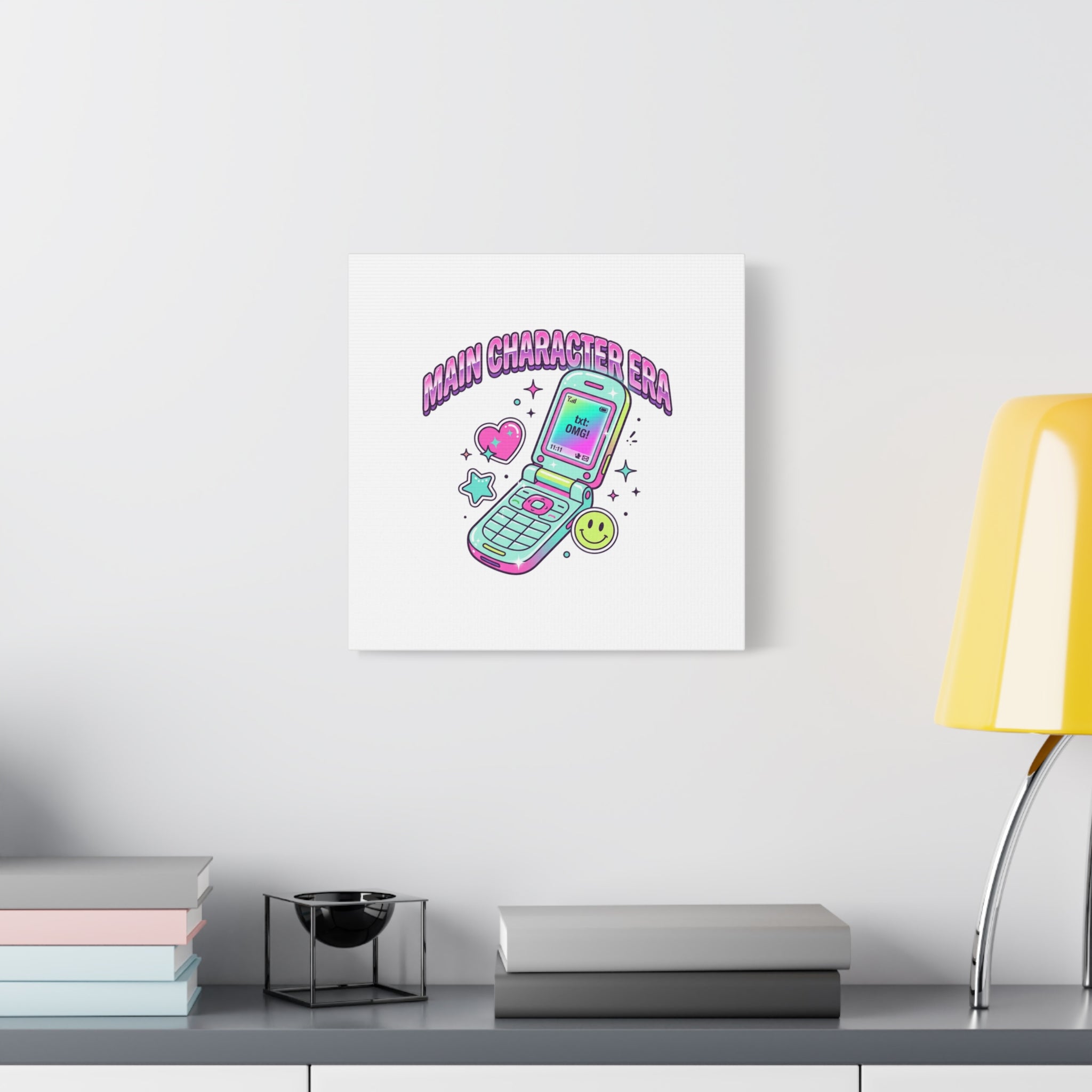 Main Character Era Canvas | Y2K Aesthetic, Retro Flip Phone Wall Art