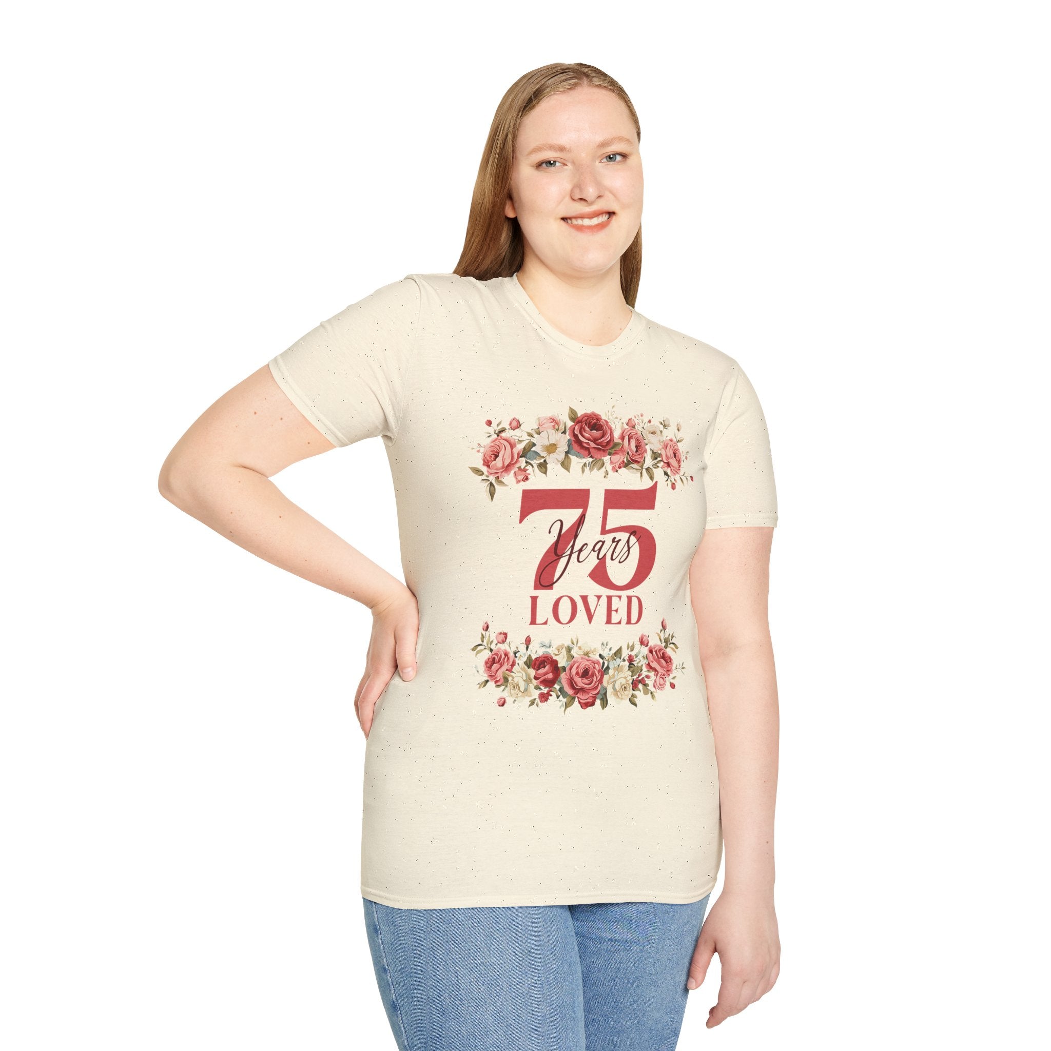 T‑Shirt — "75 Years Loved" Floral Anniversary Tee