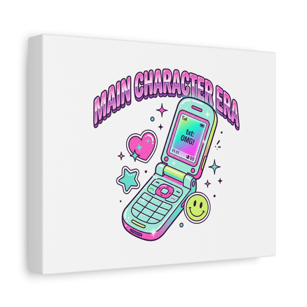 Main Character Era Canvas | Y2K Aesthetic, Retro Flip Phone Wall Art