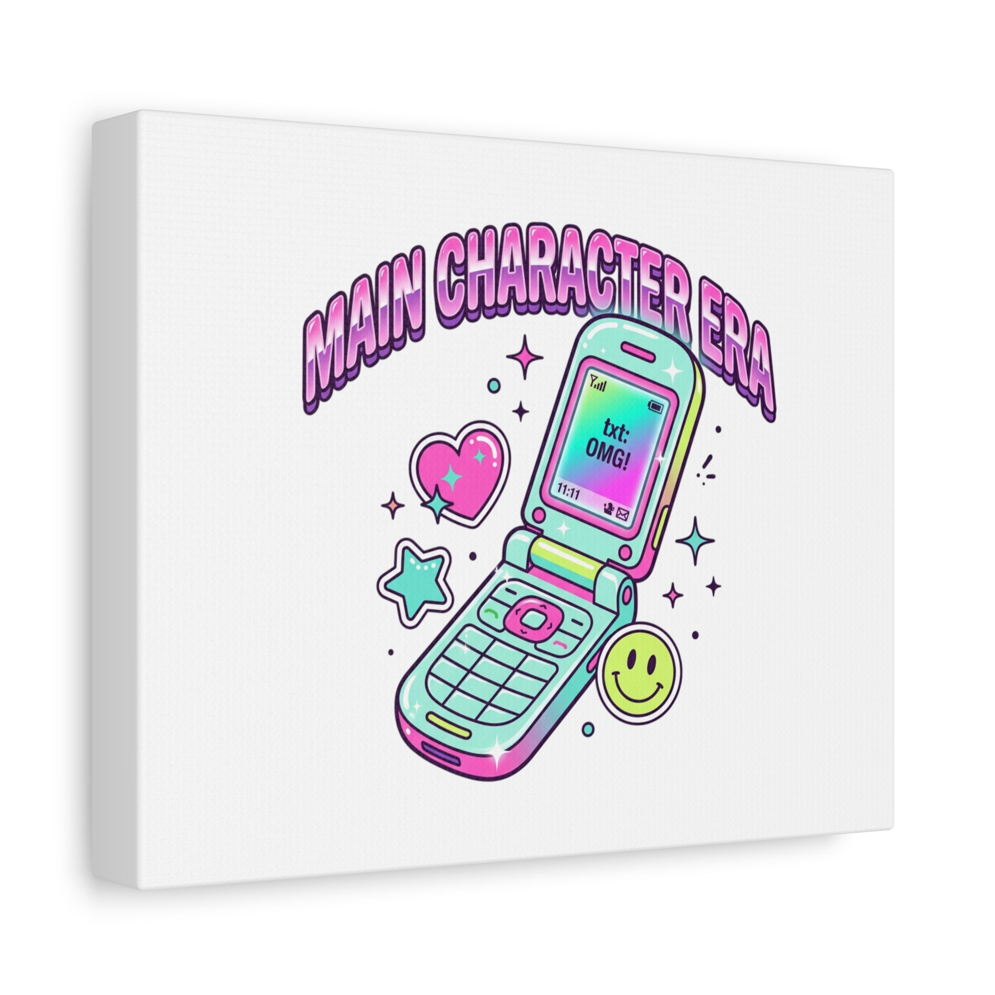 Main Character Era Canvas | Y2K Aesthetic, Retro Flip Phone Wall Art