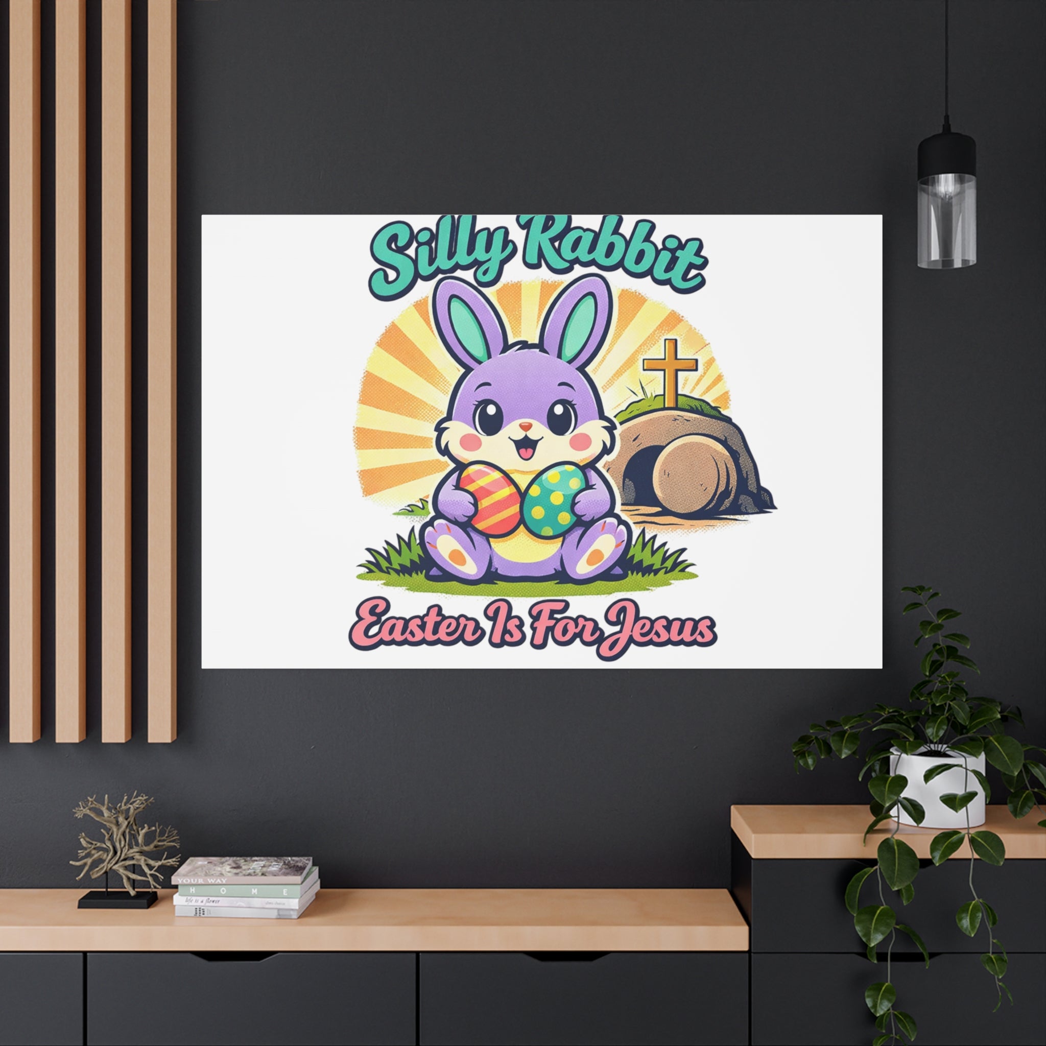 Easter Is For Jesus Bunny Canvas | Easter Christian, Faith-Based Pastel Retro