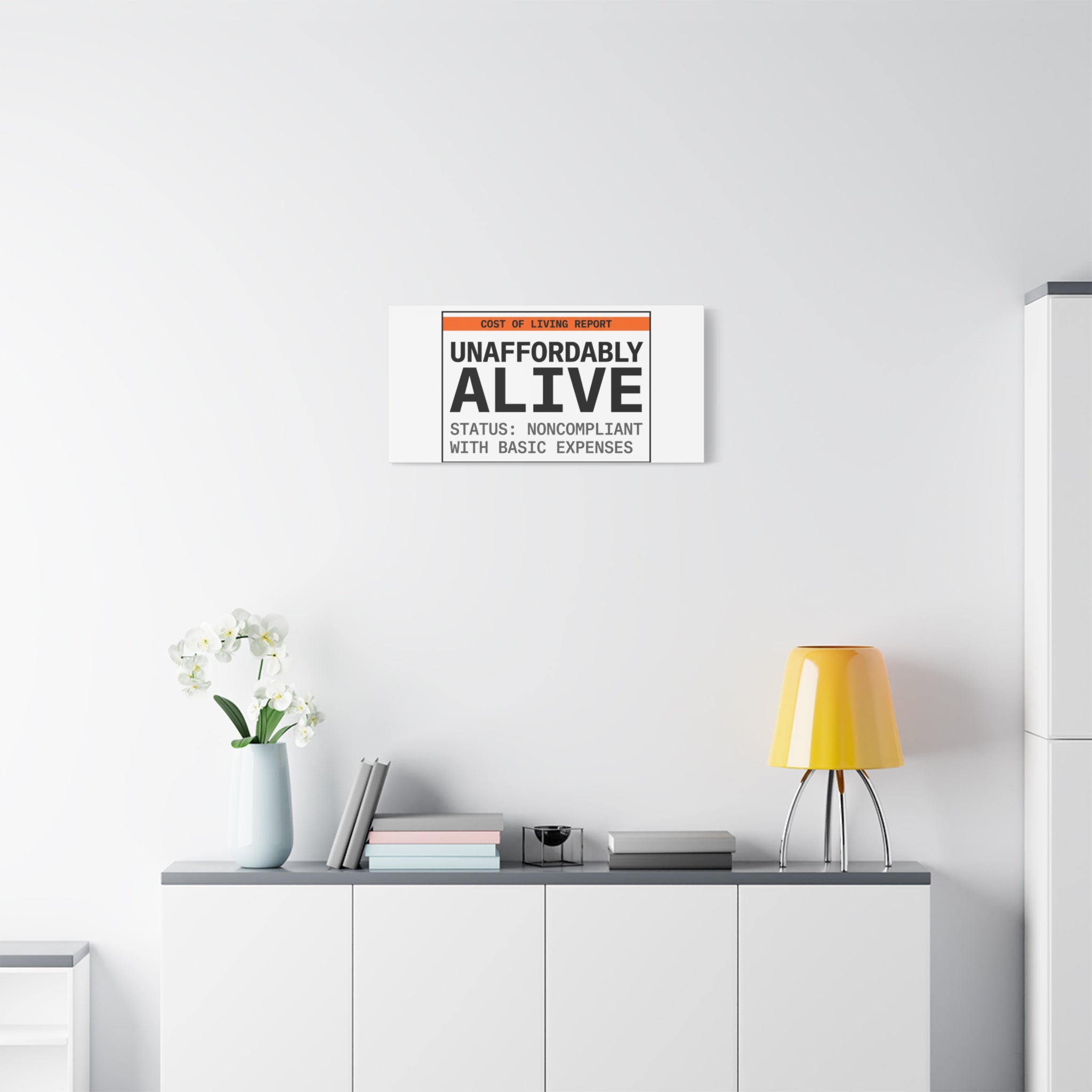 Unaffordably Alive Canvas | cost of living crisis, receipt aesthetic