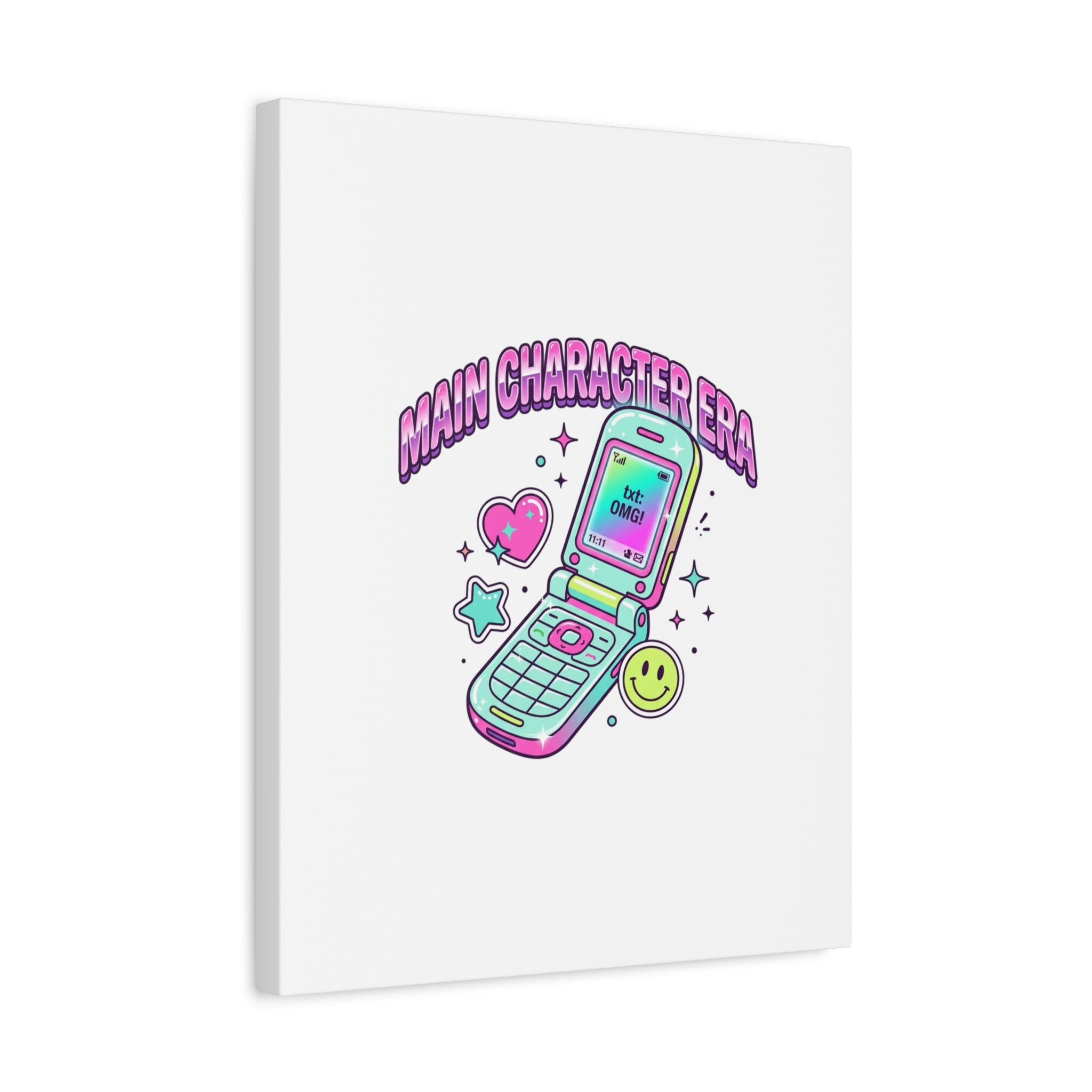 Main Character Era Canvas | Y2K Aesthetic, Retro Flip Phone Wall Art