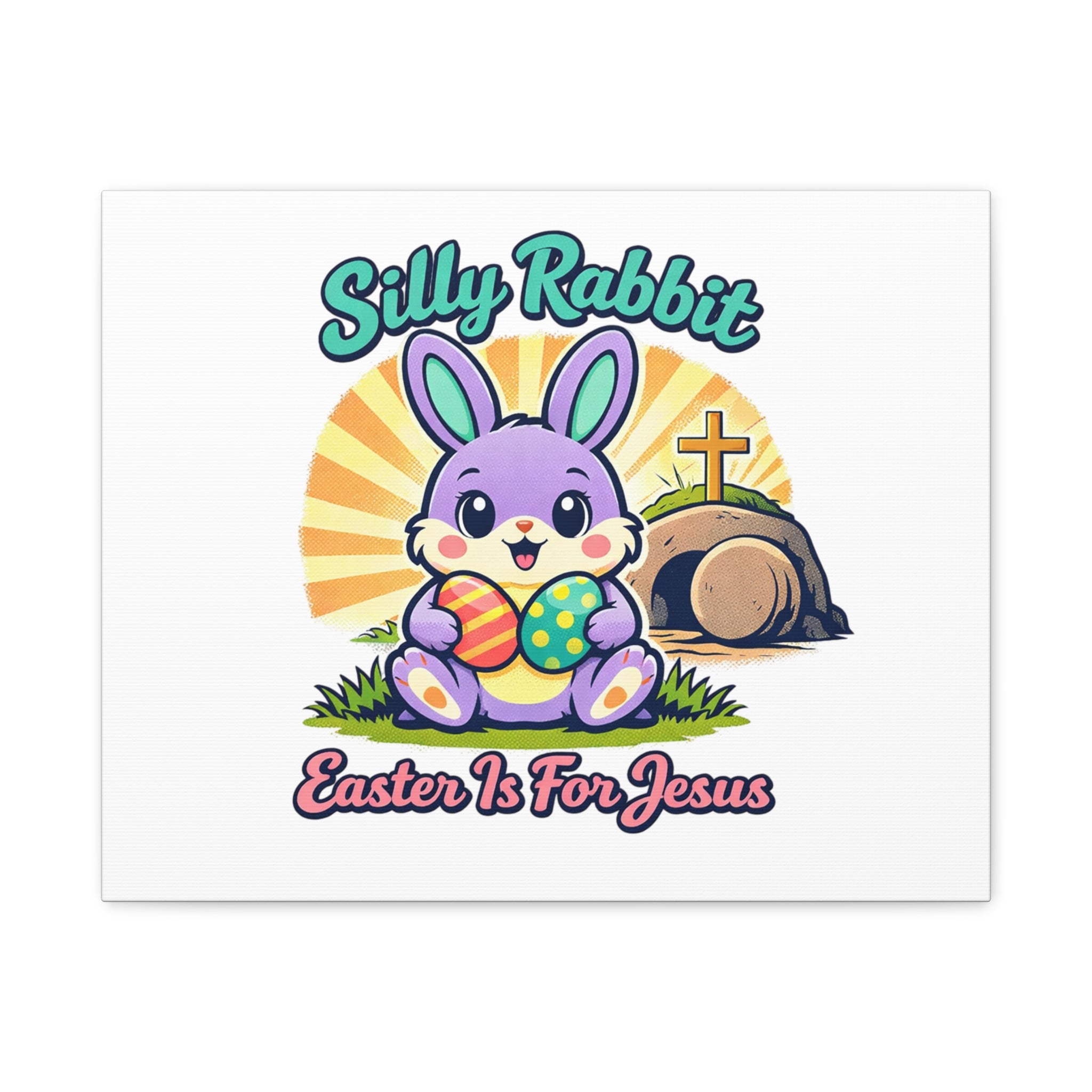 Easter Is For Jesus Bunny Canvas | Easter Christian, Faith-Based Pastel Retro