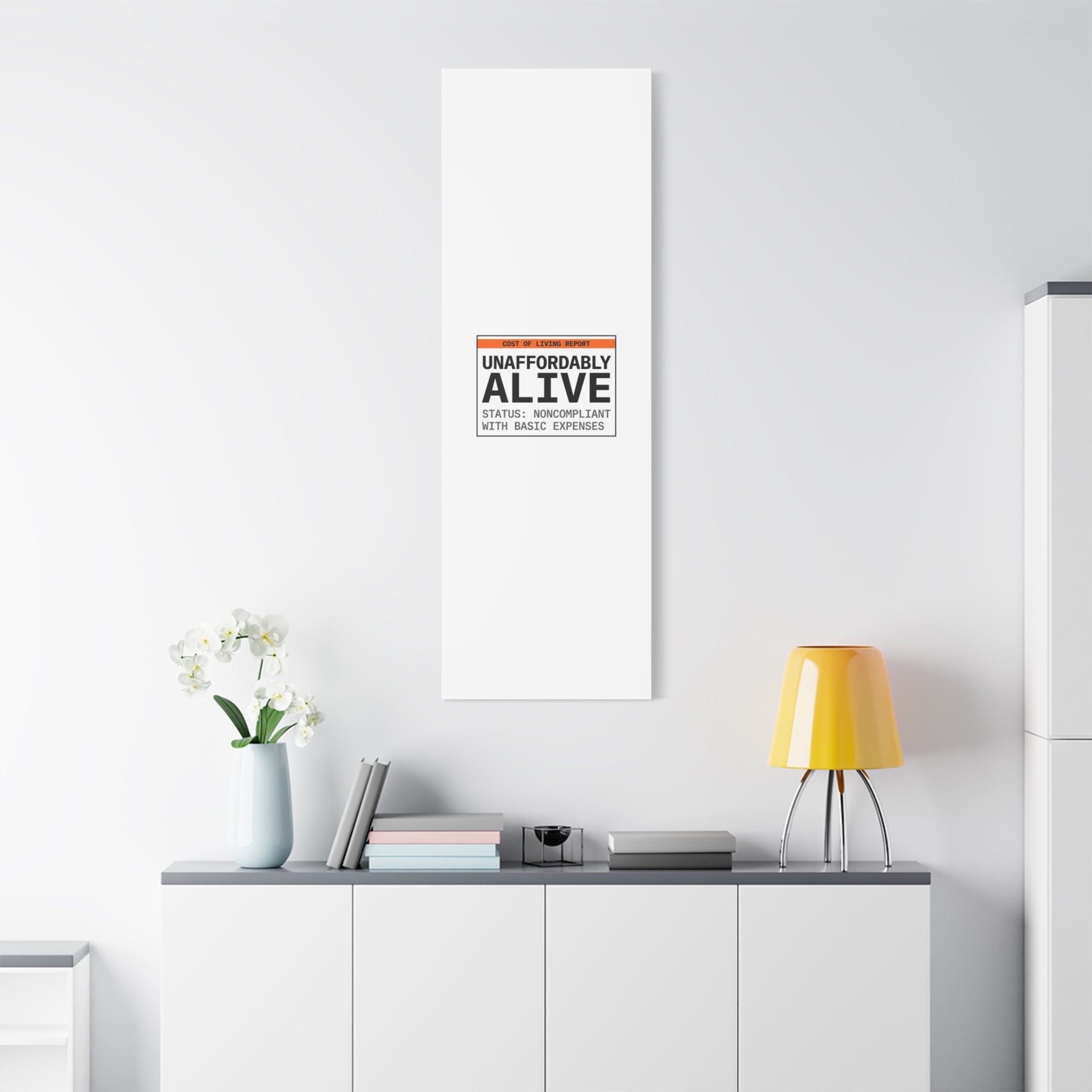 Unaffordably Alive Canvas | cost of living crisis, receipt aesthetic