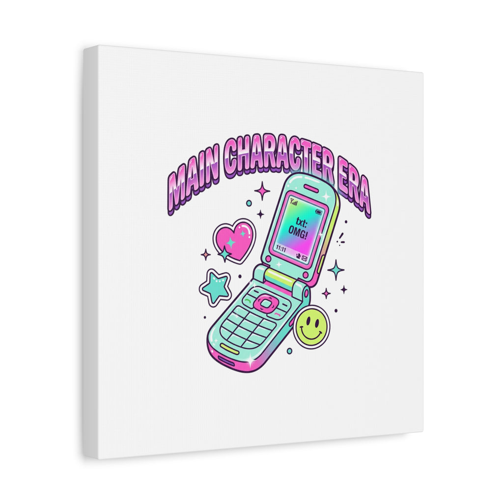 Main Character Era Canvas | Y2K Aesthetic, Retro Flip Phone Wall Art