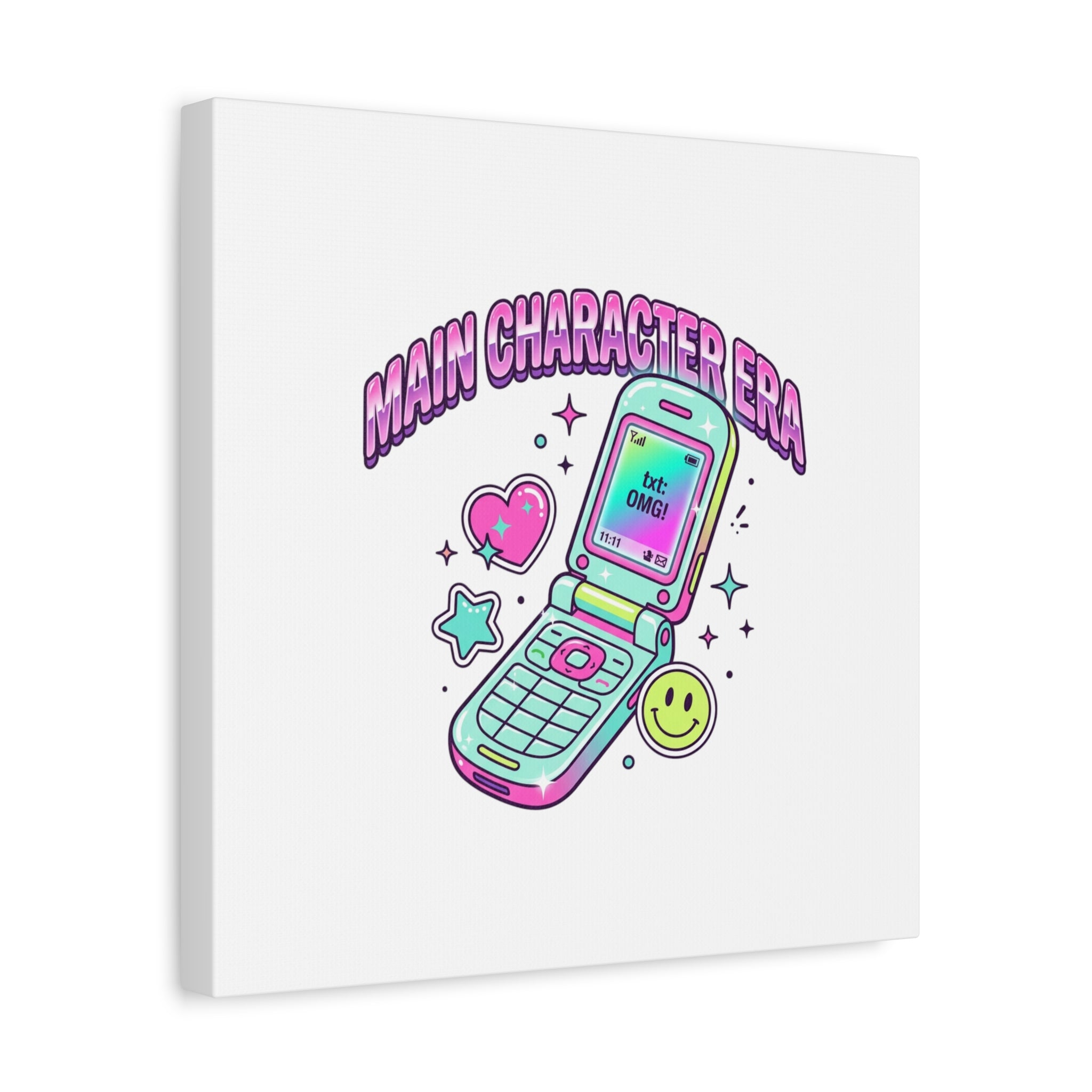 Main Character Era Canvas | Y2K Aesthetic, Retro Flip Phone Wall Art