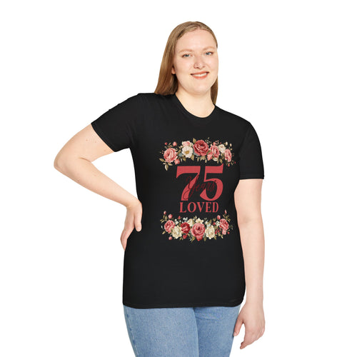 T‑Shirt — "75 Years Loved" Floral Anniversary Tee