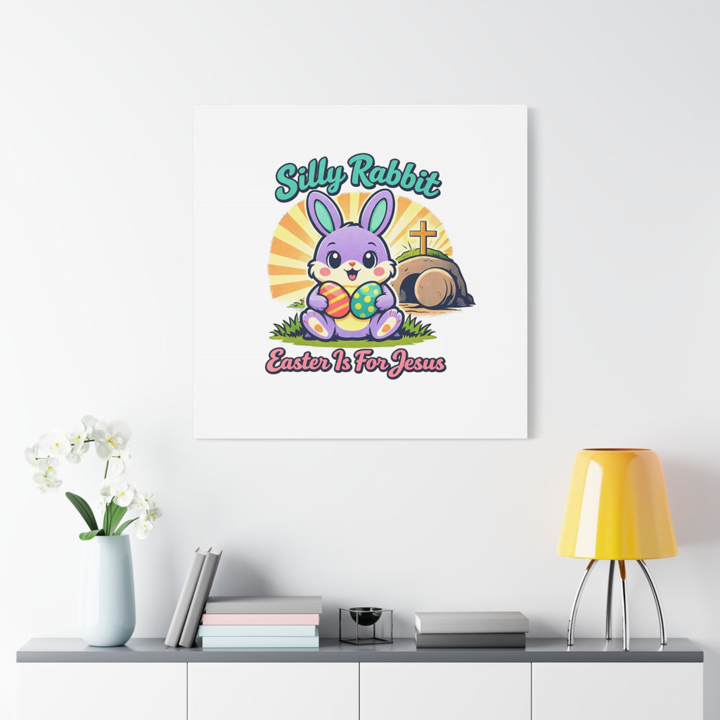 Easter Is For Jesus Bunny Canvas | Easter Christian, Faith-Based Pastel Retro