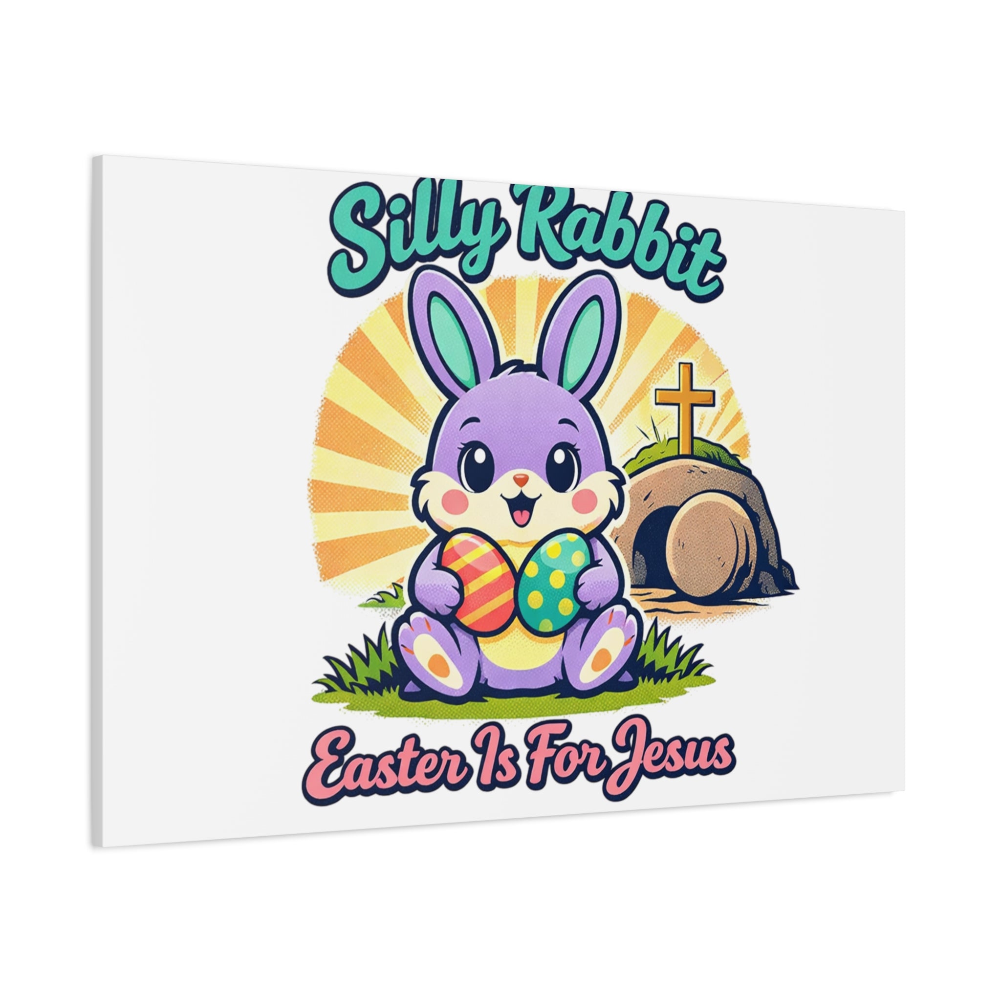 Easter Is For Jesus Bunny Canvas | Easter Christian, Faith-Based Pastel Retro