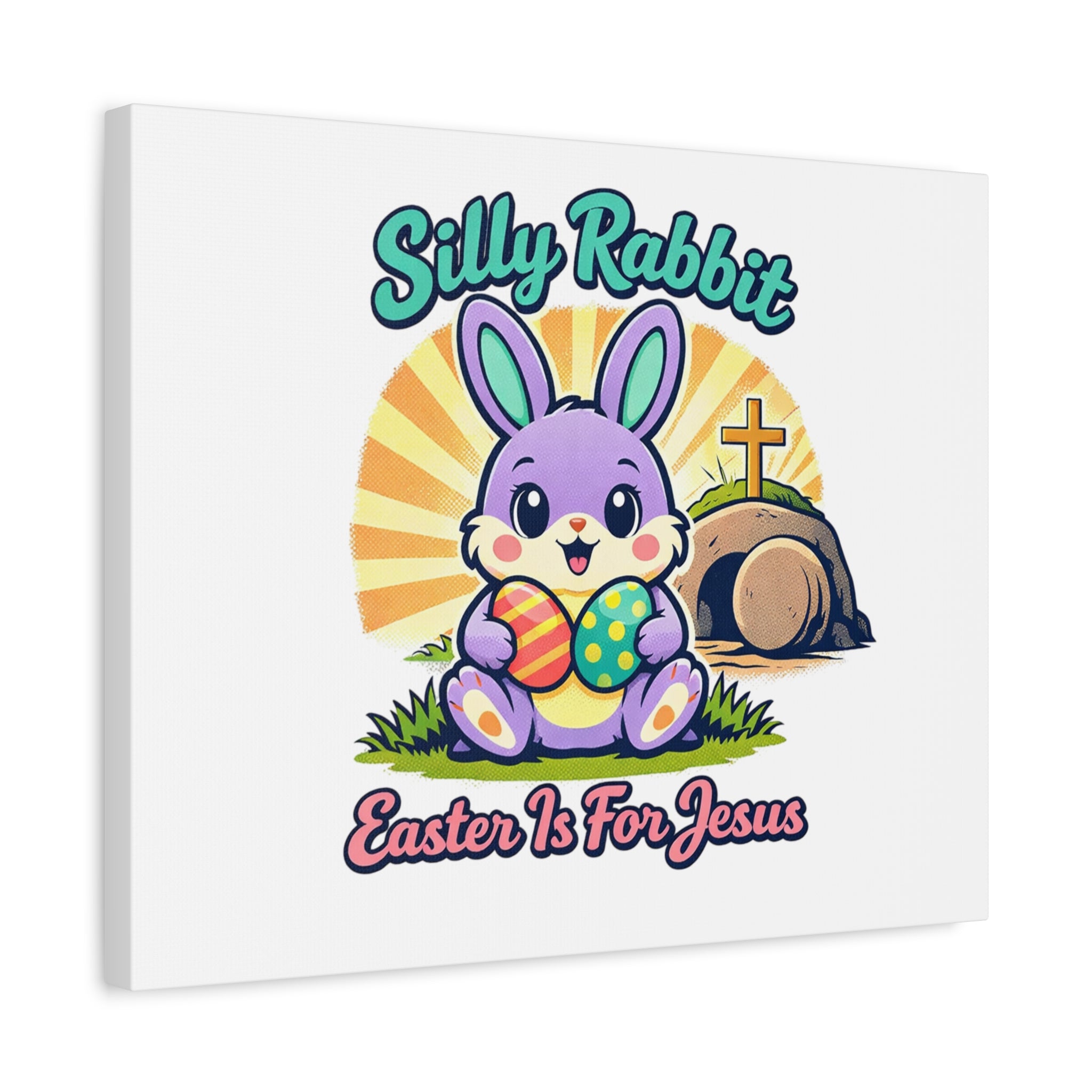 Easter Is For Jesus Bunny Canvas | Easter Christian, Faith-Based Pastel Retro