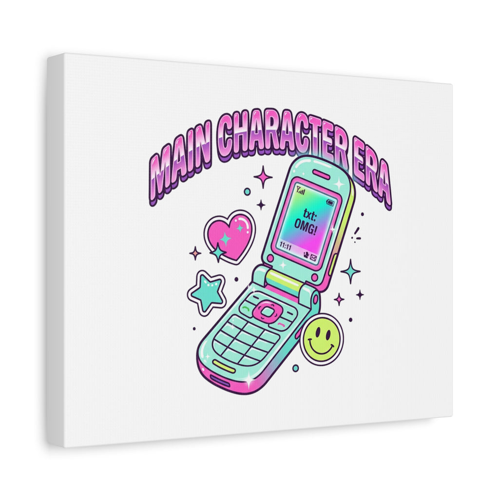 Main Character Era Canvas | Y2K Aesthetic, Retro Flip Phone Wall Art