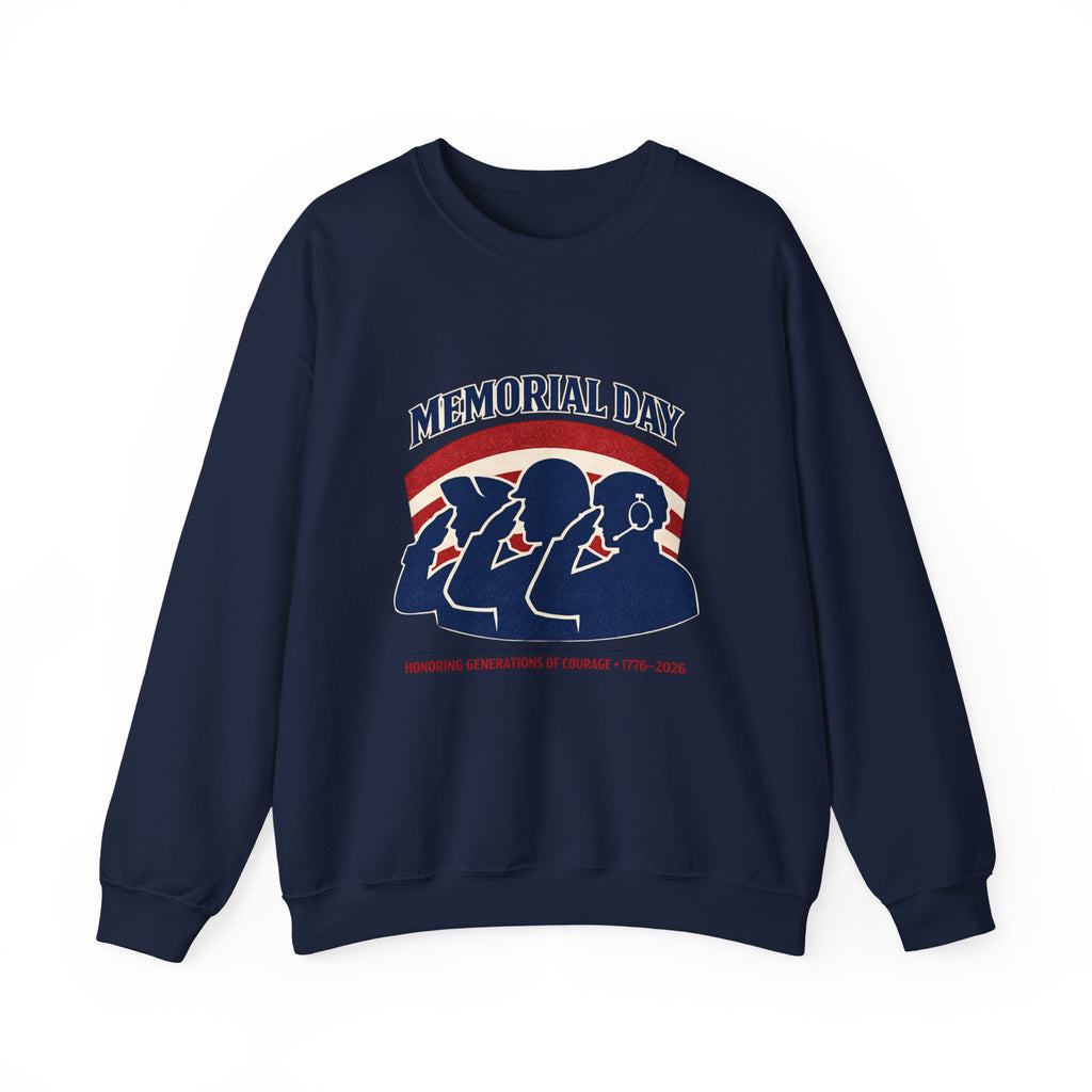 Memorial Day 1776–2026 Crewneck Sweatshirt | USA 250, vintage distressed patriotic