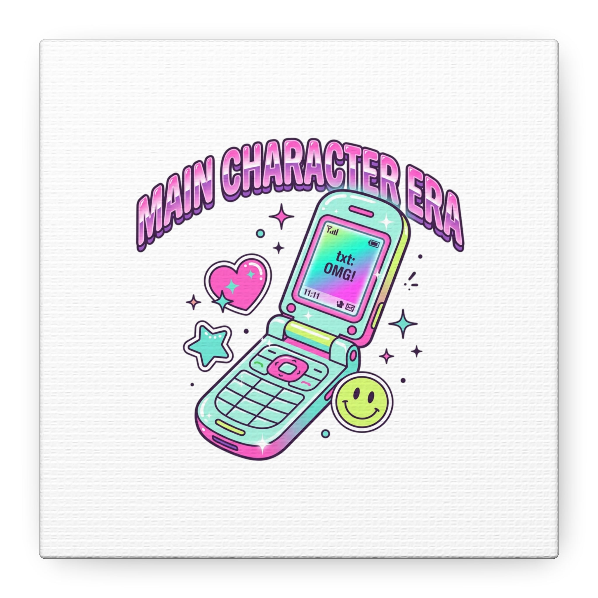Main Character Era Canvas | Y2K Aesthetic, Retro Flip Phone Wall Art