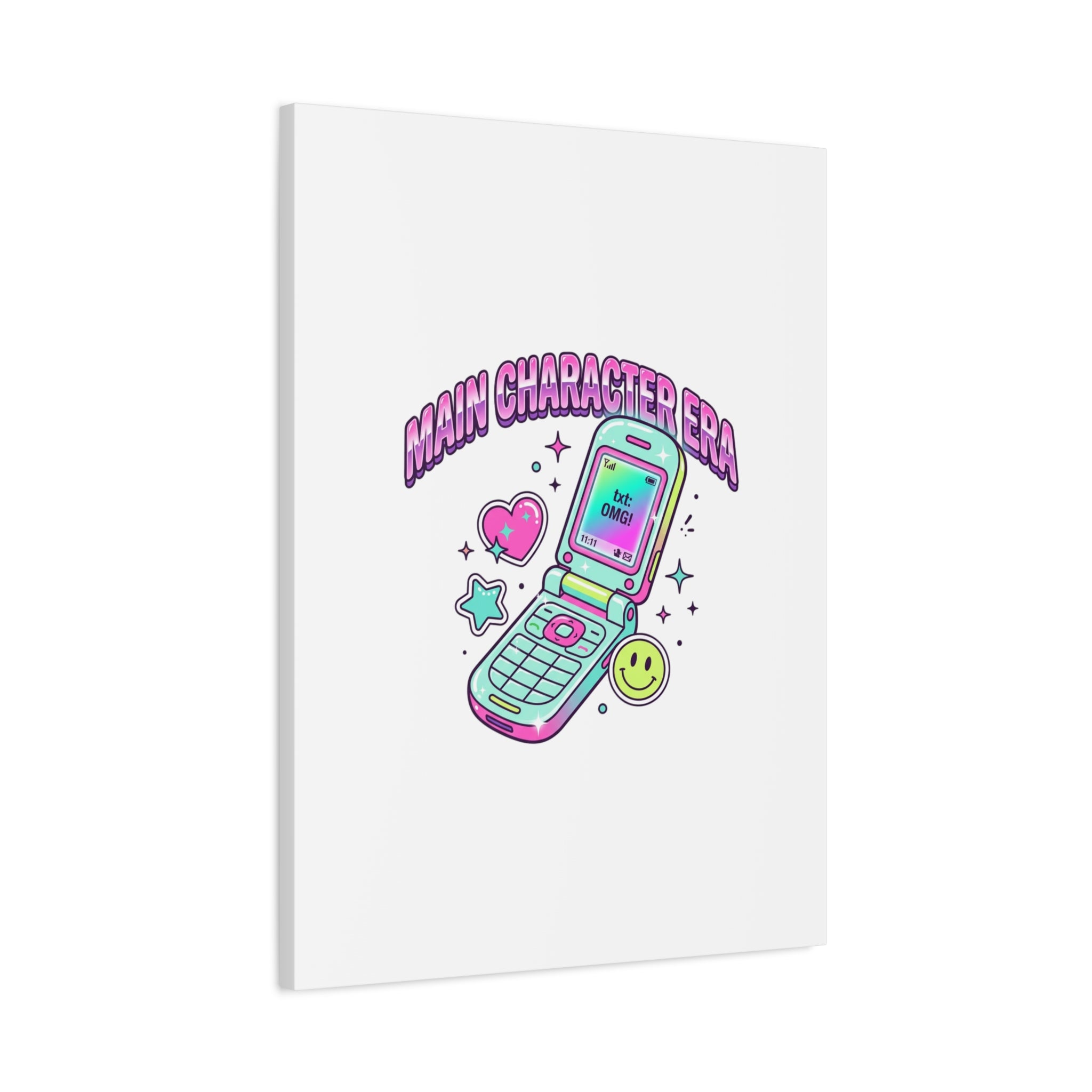 Main Character Era Canvas | Y2K Aesthetic, Retro Flip Phone Wall Art