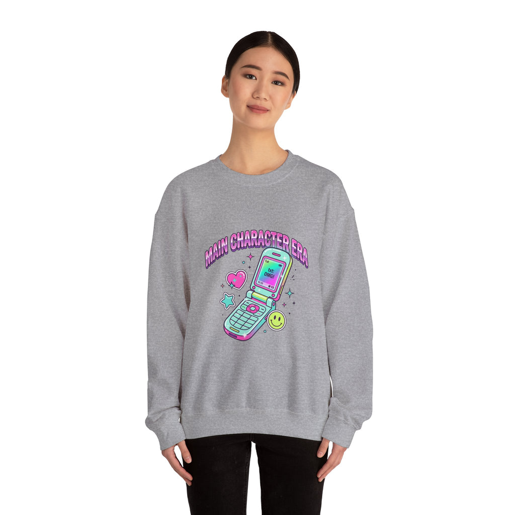 Flirty Y2K Flip Phone Graphic Sweatshirt | 2000s Aesthetic, Retro Internet
