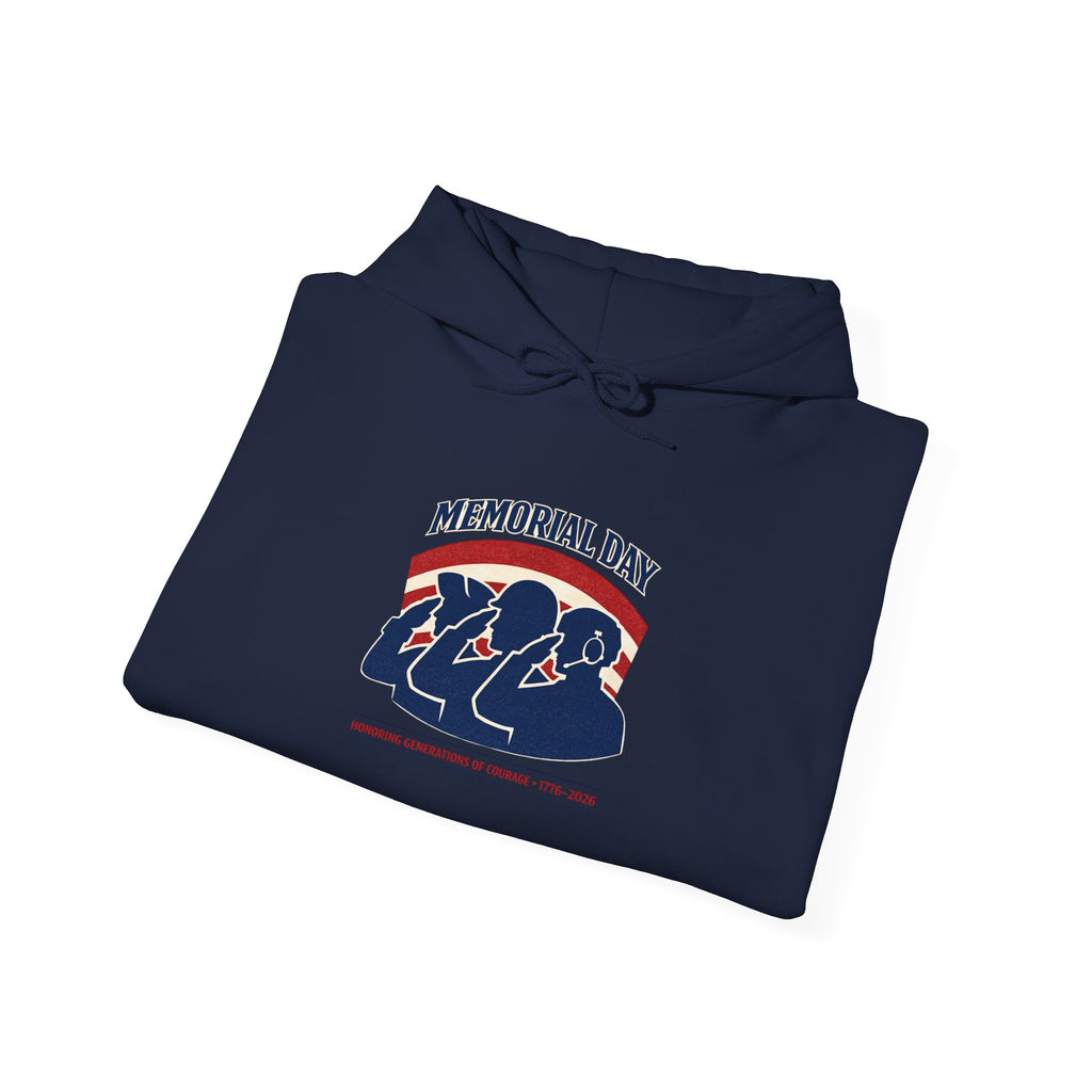 Memorial Day 1776–2026 Hoodie | USA 250 Vintage Distressed, Red White Blue Americana