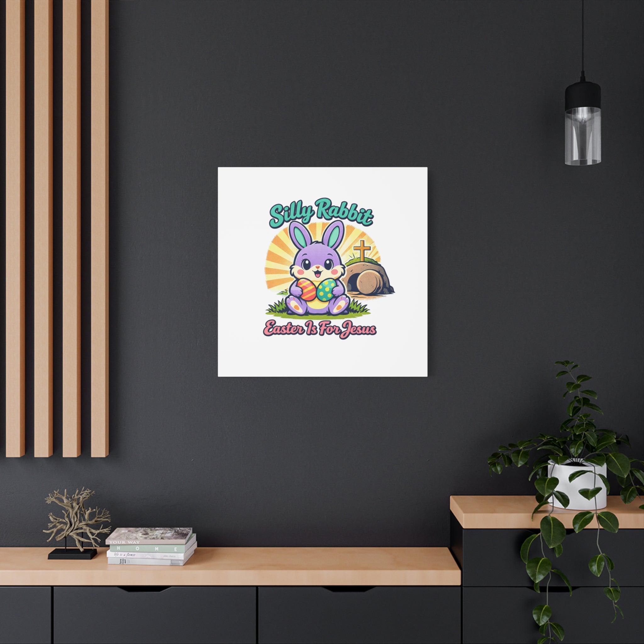 Easter Is For Jesus Bunny Canvas | Easter Christian, Faith-Based Pastel Retro