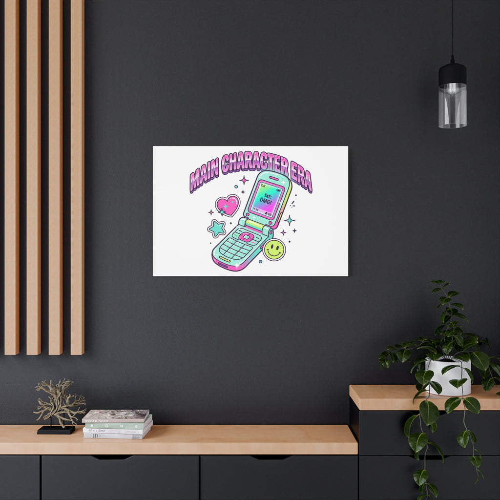 Main Character Era Canvas | Y2K Aesthetic, Retro Flip Phone Wall Art