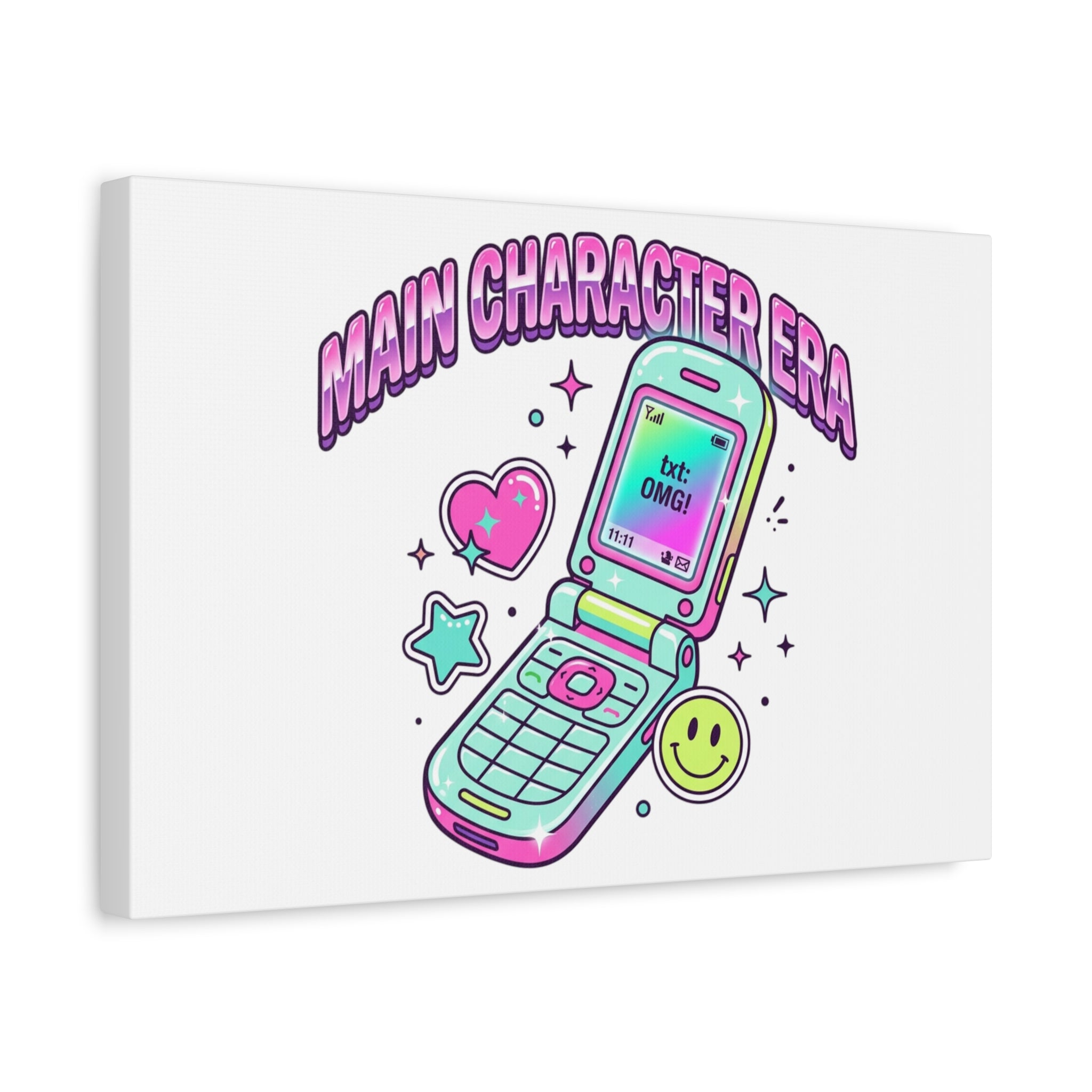 Main Character Era Canvas | Y2K Aesthetic, Retro Flip Phone Wall Art