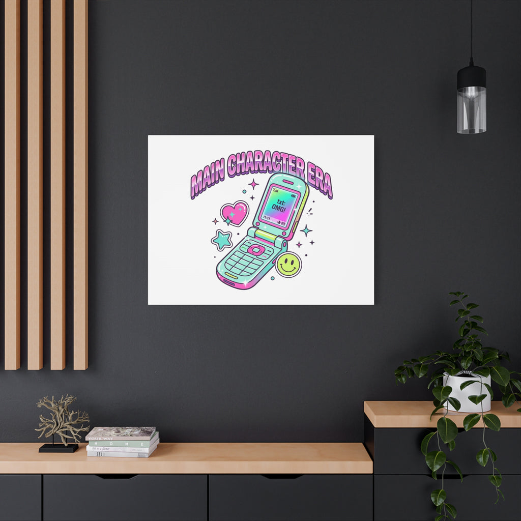 Main Character Era Canvas | Y2K Aesthetic, Retro Flip Phone Wall Art