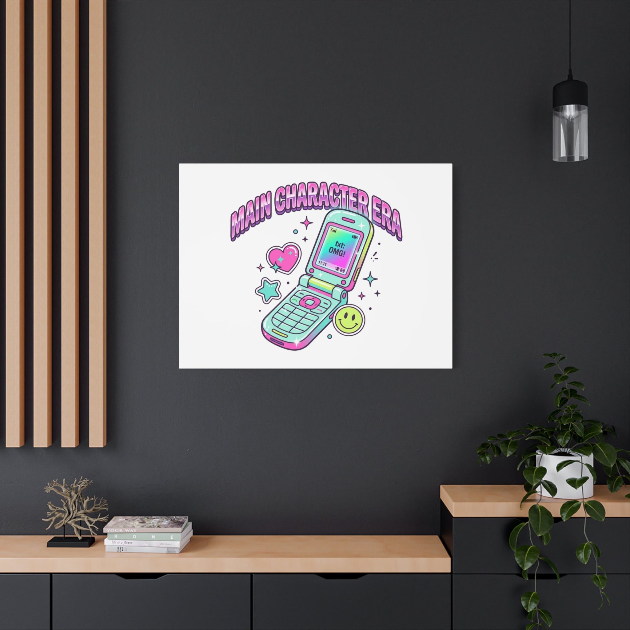 Main Character Era Canvas | Y2K Aesthetic, Retro Flip Phone Wall Art