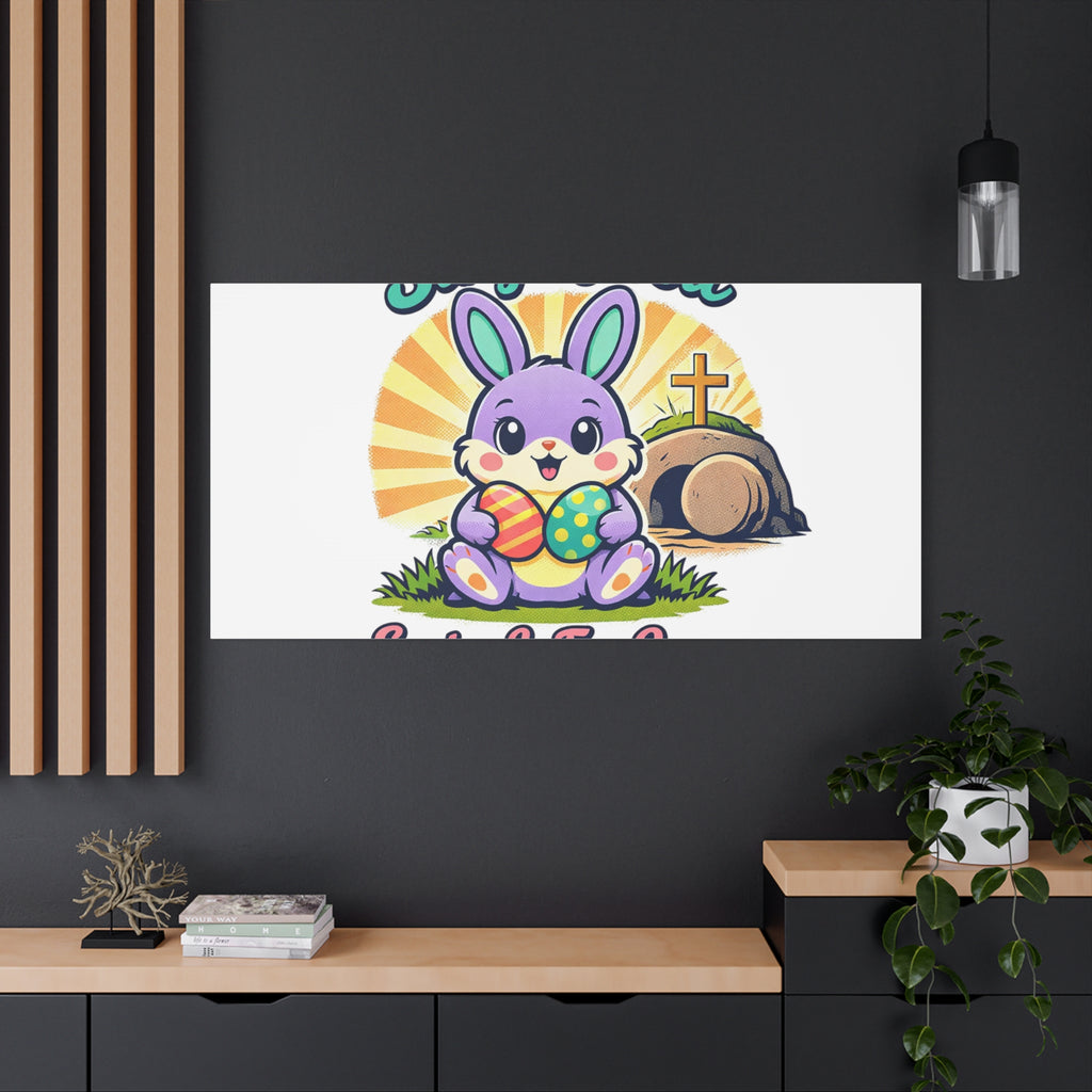 Easter Is For Jesus Bunny Canvas | Easter Christian, Faith-Based Pastel Retro