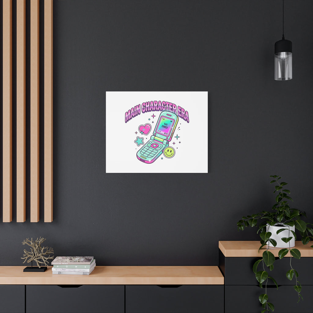 Main Character Era Canvas | Y2K Aesthetic, Retro Flip Phone Wall Art