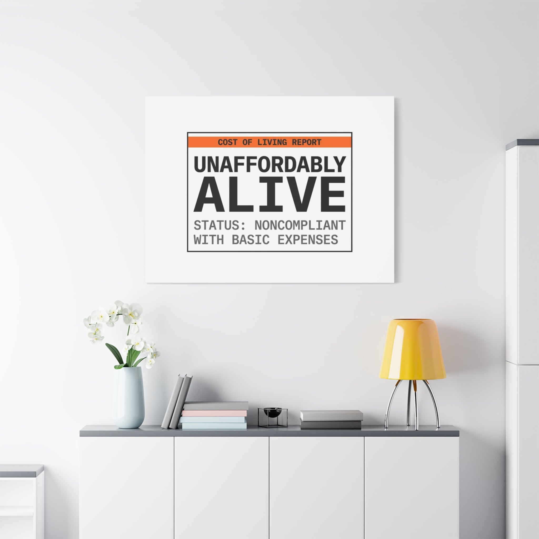Unaffordably Alive Canvas | cost of living crisis, receipt aesthetic
