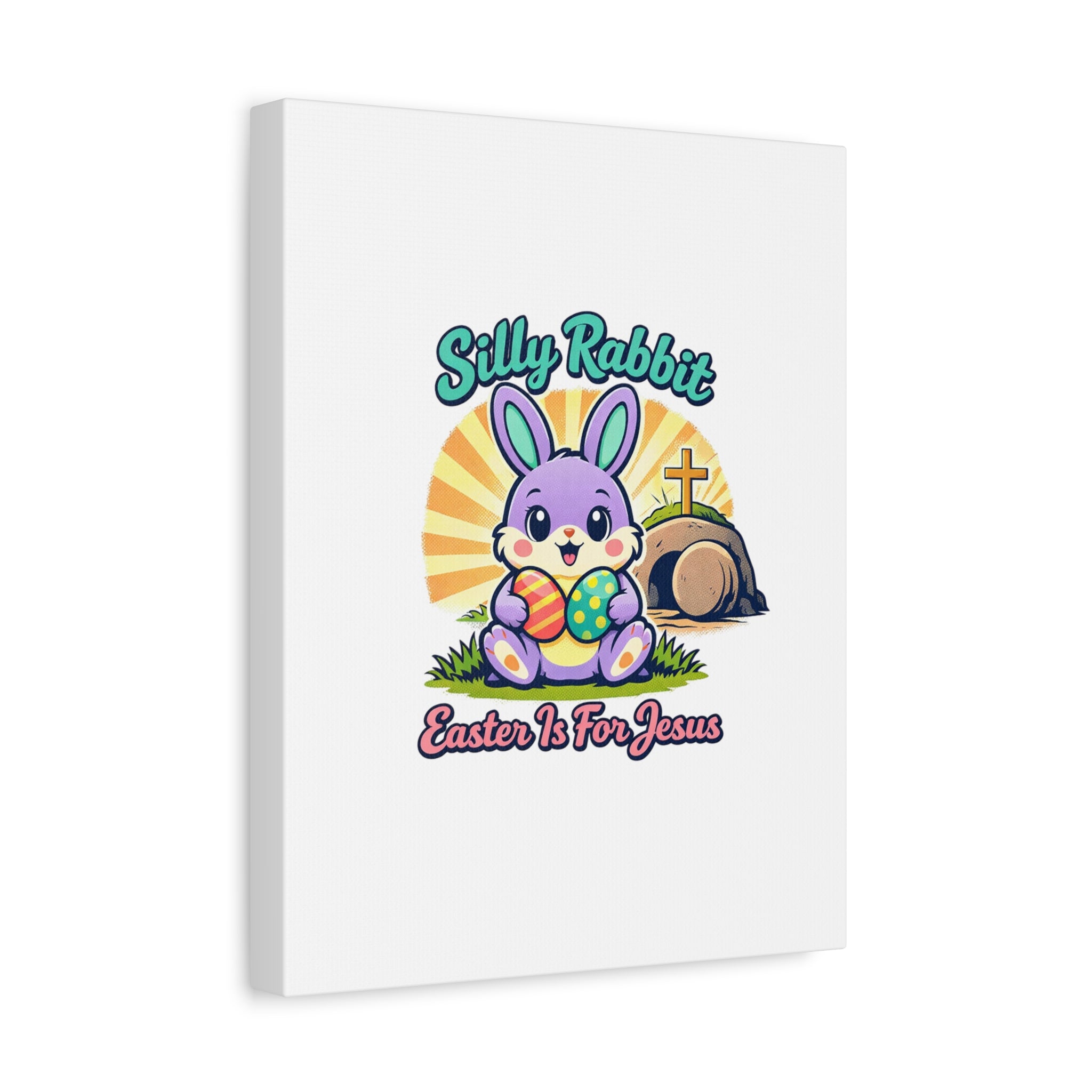 Easter Is For Jesus Bunny Canvas | Easter Christian, Faith-Based Pastel Retro