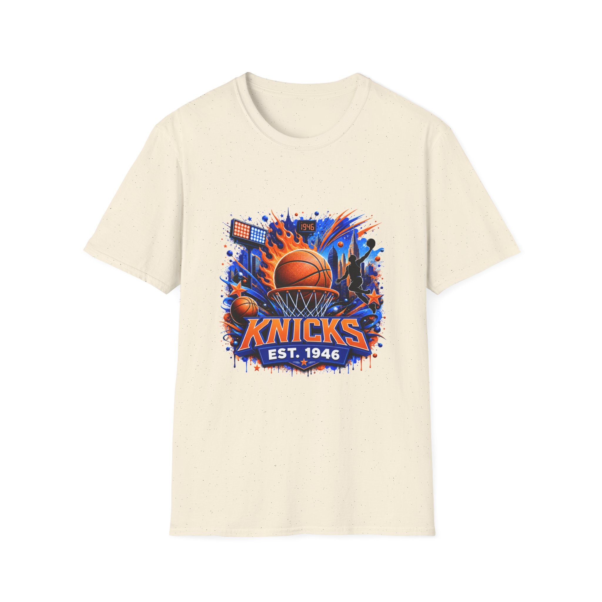 New York Knicks Basketball T-Shirt — City Skyline Player Collage