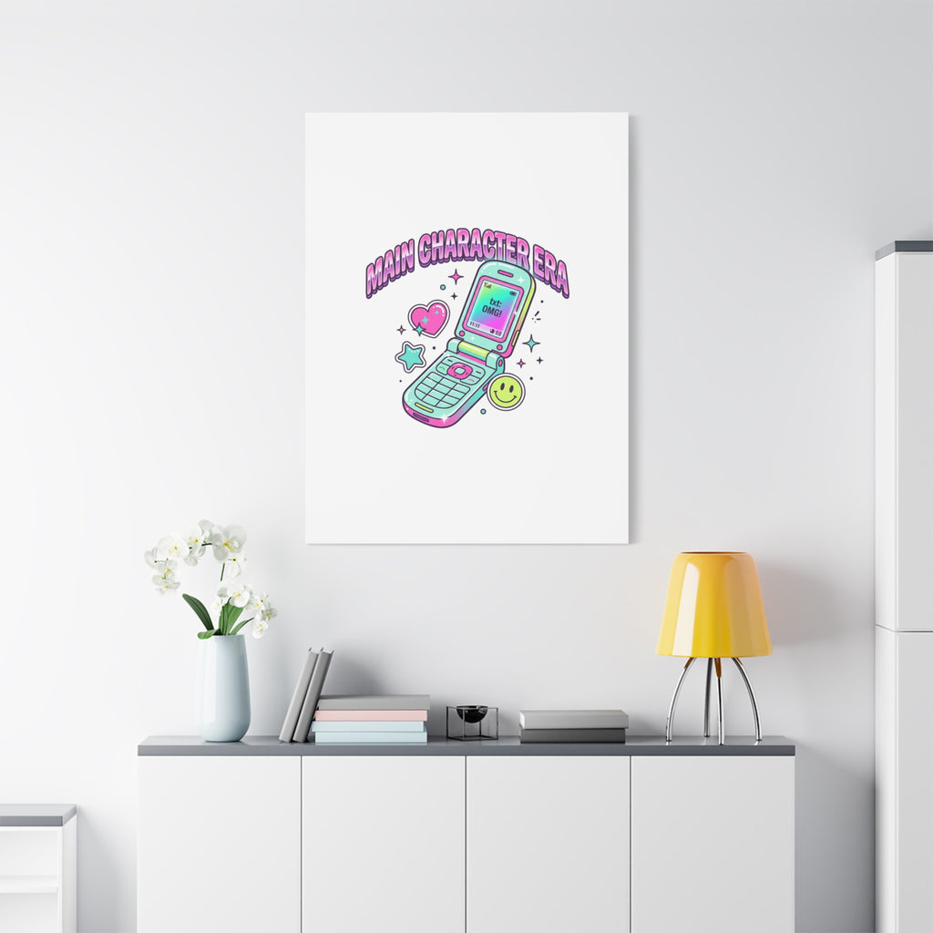 Main Character Era Canvas | Y2K Aesthetic, Retro Flip Phone Wall Art