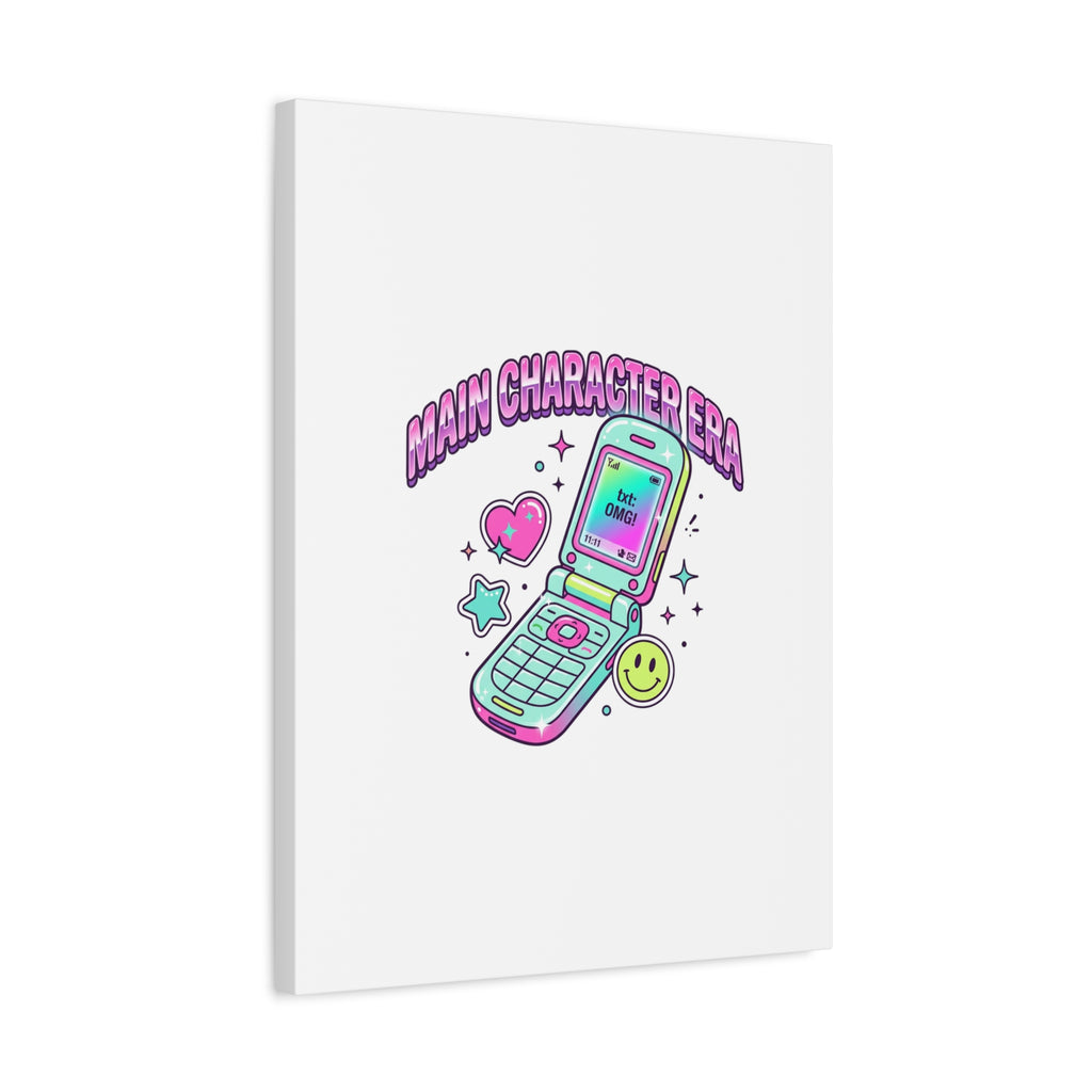 Main Character Era Canvas | Y2K Aesthetic, Retro Flip Phone Wall Art