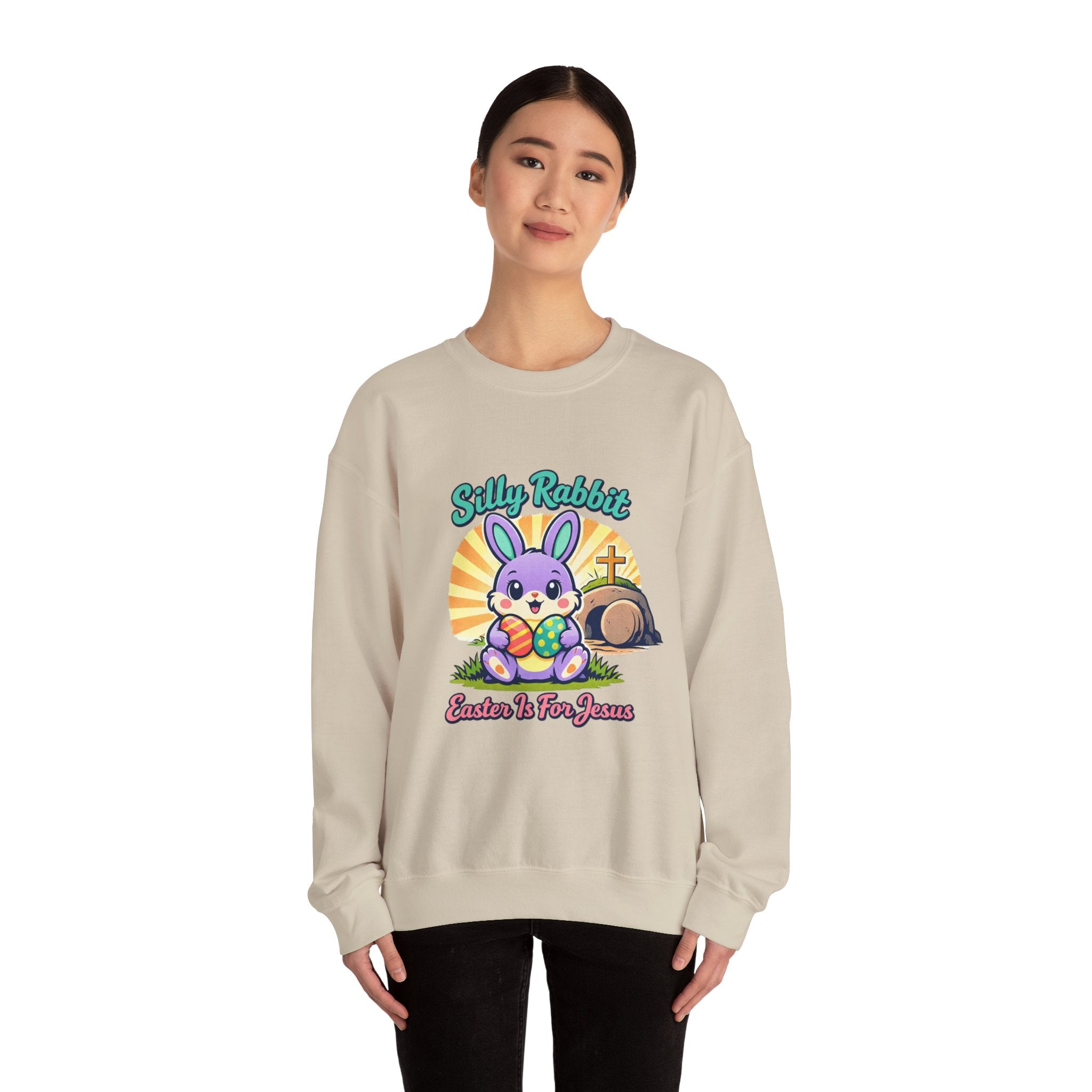 Silly Rabbit Easter Christian Sweatshirt | pastel retro, church humor