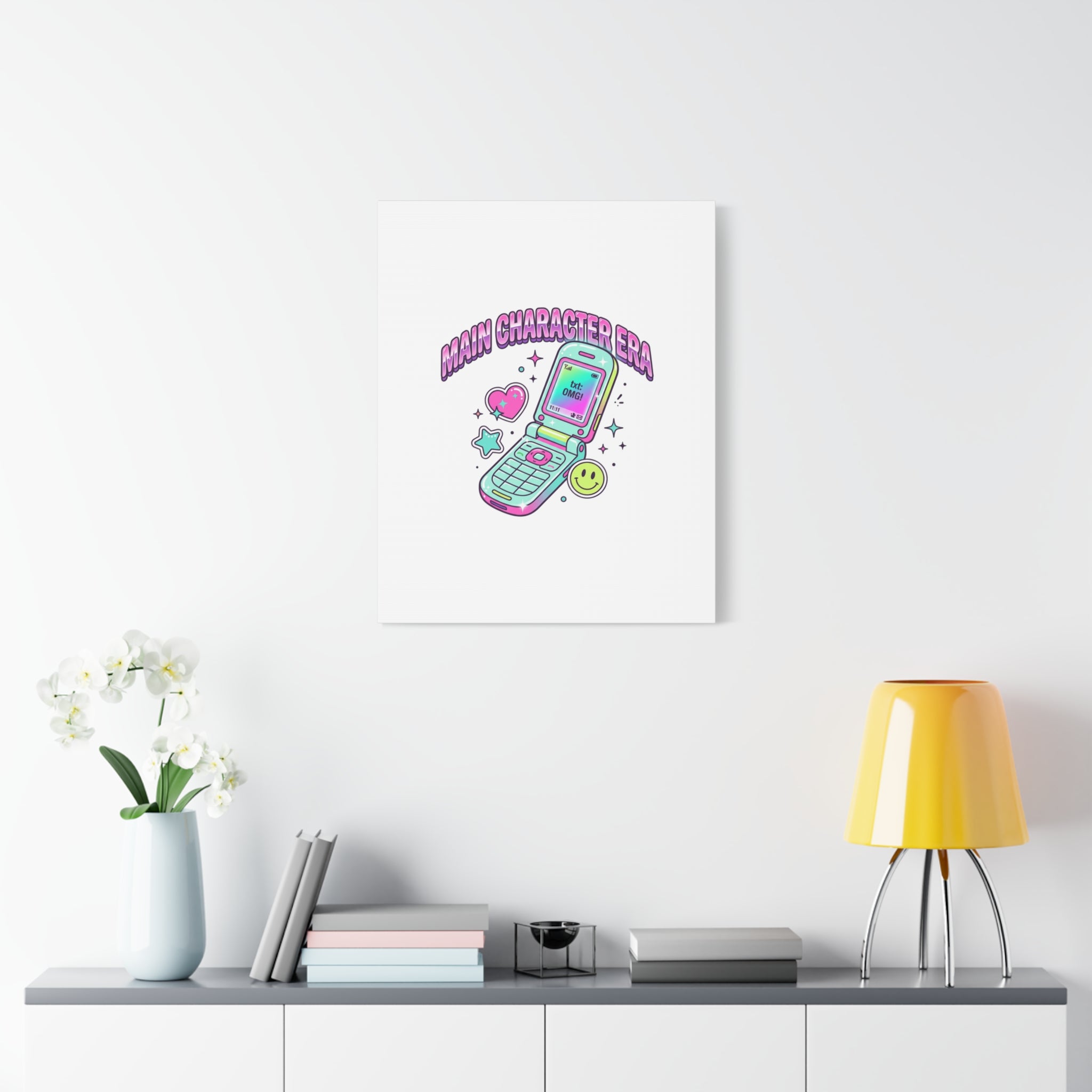 Main Character Era Canvas | Y2K Aesthetic, Retro Flip Phone Wall Art