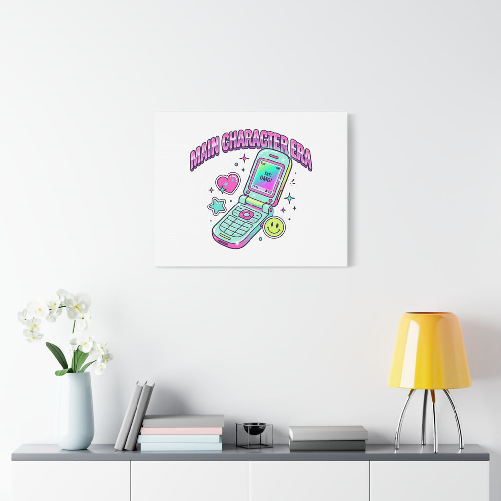 Main Character Era Canvas | Y2K Aesthetic, Retro Flip Phone Wall Art