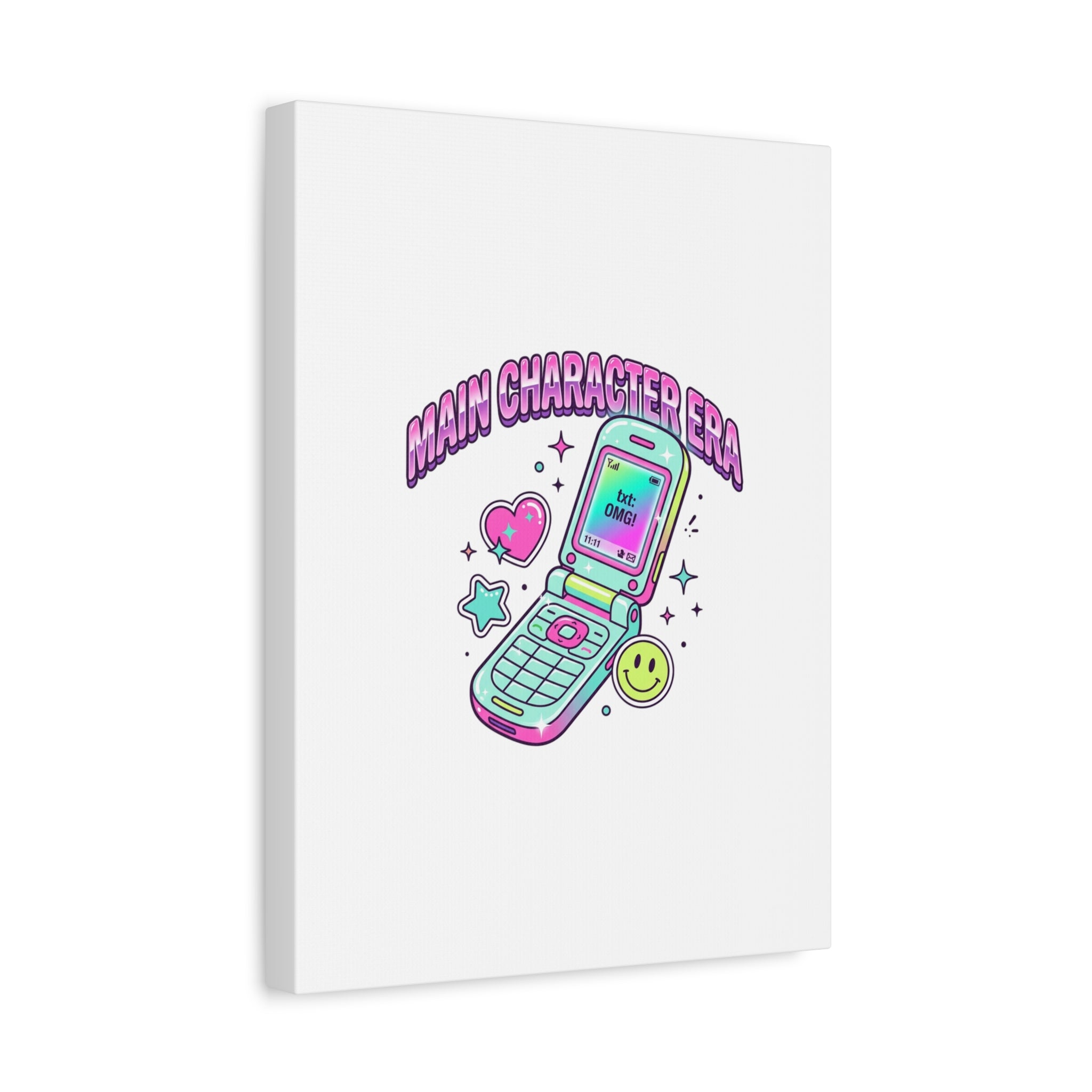 Main Character Era Canvas | Y2K Aesthetic, Retro Flip Phone Wall Art