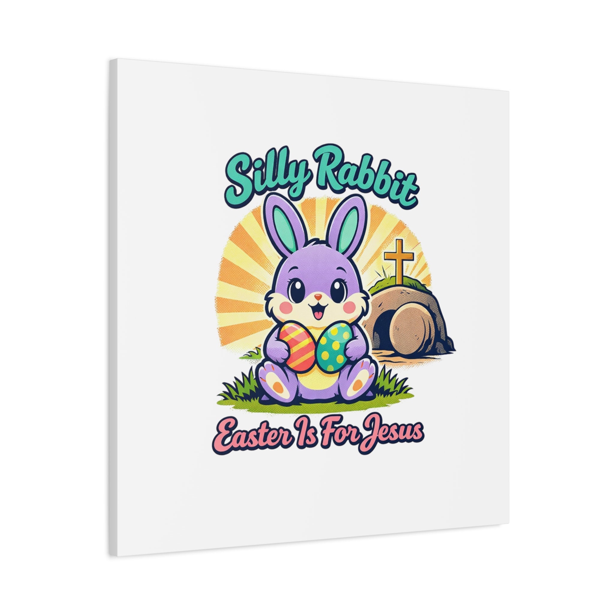 Easter Is For Jesus Bunny Canvas | Easter Christian, Faith-Based Pastel Retro