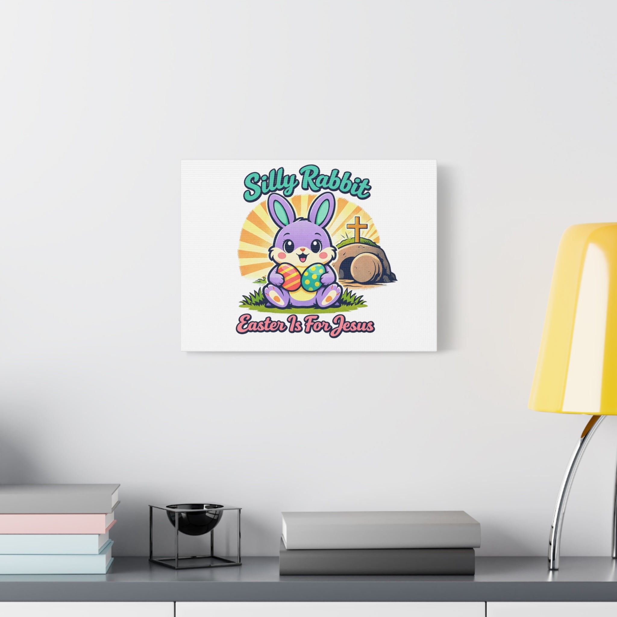 Easter Is For Jesus Bunny Canvas | Easter Christian, Faith-Based Pastel Retro
