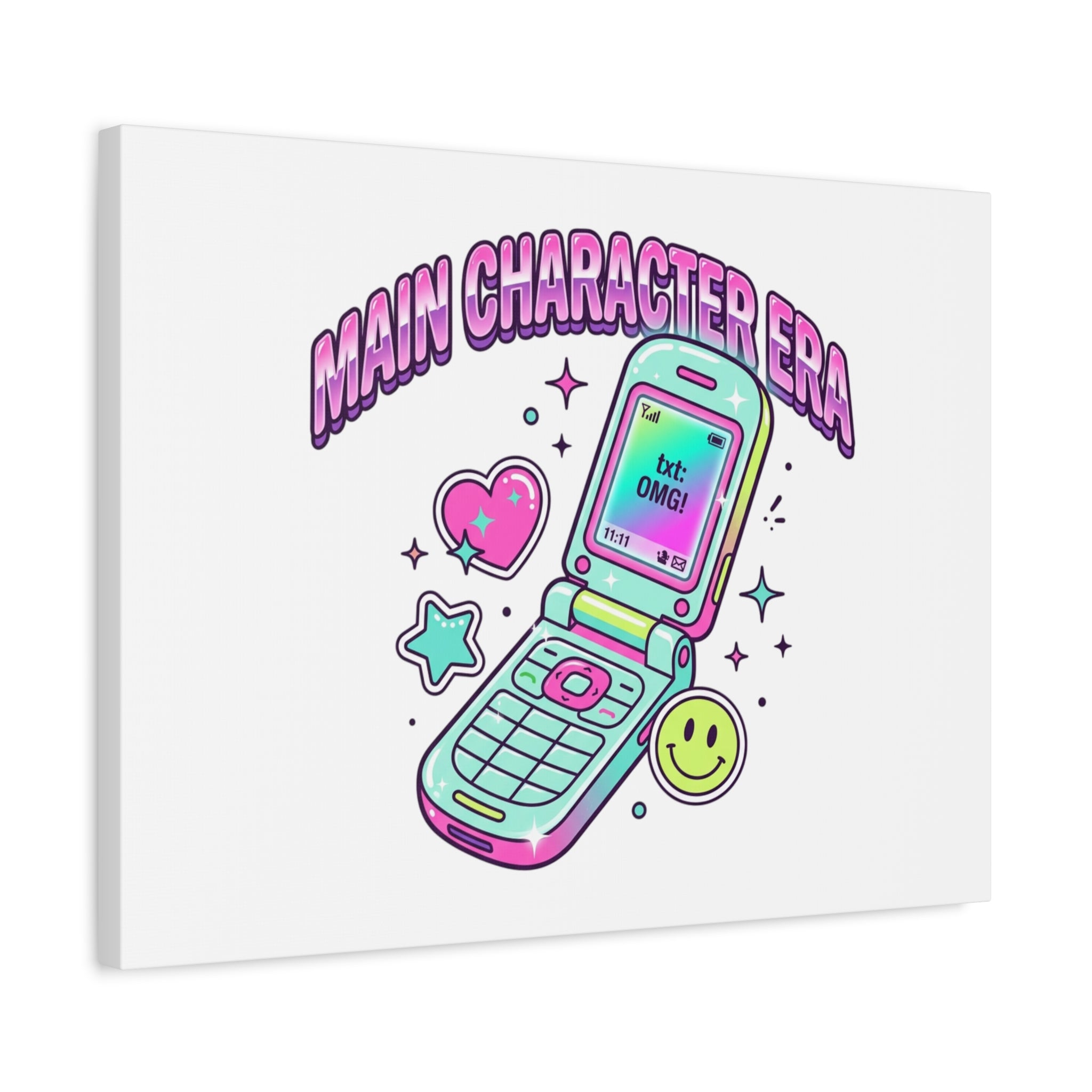 Main Character Era Canvas | Y2K Aesthetic, Retro Flip Phone Wall Art