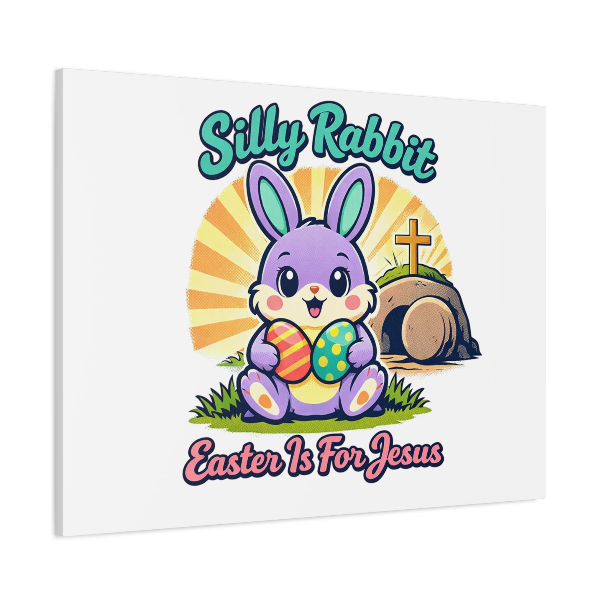 Easter Is For Jesus Bunny Canvas | Easter Christian, Faith-Based Pastel Retro
