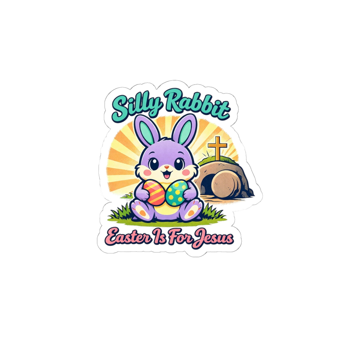 Easter Is For Jesus Sticker | Playful Christian Easter, Pastel Retro Resurrection