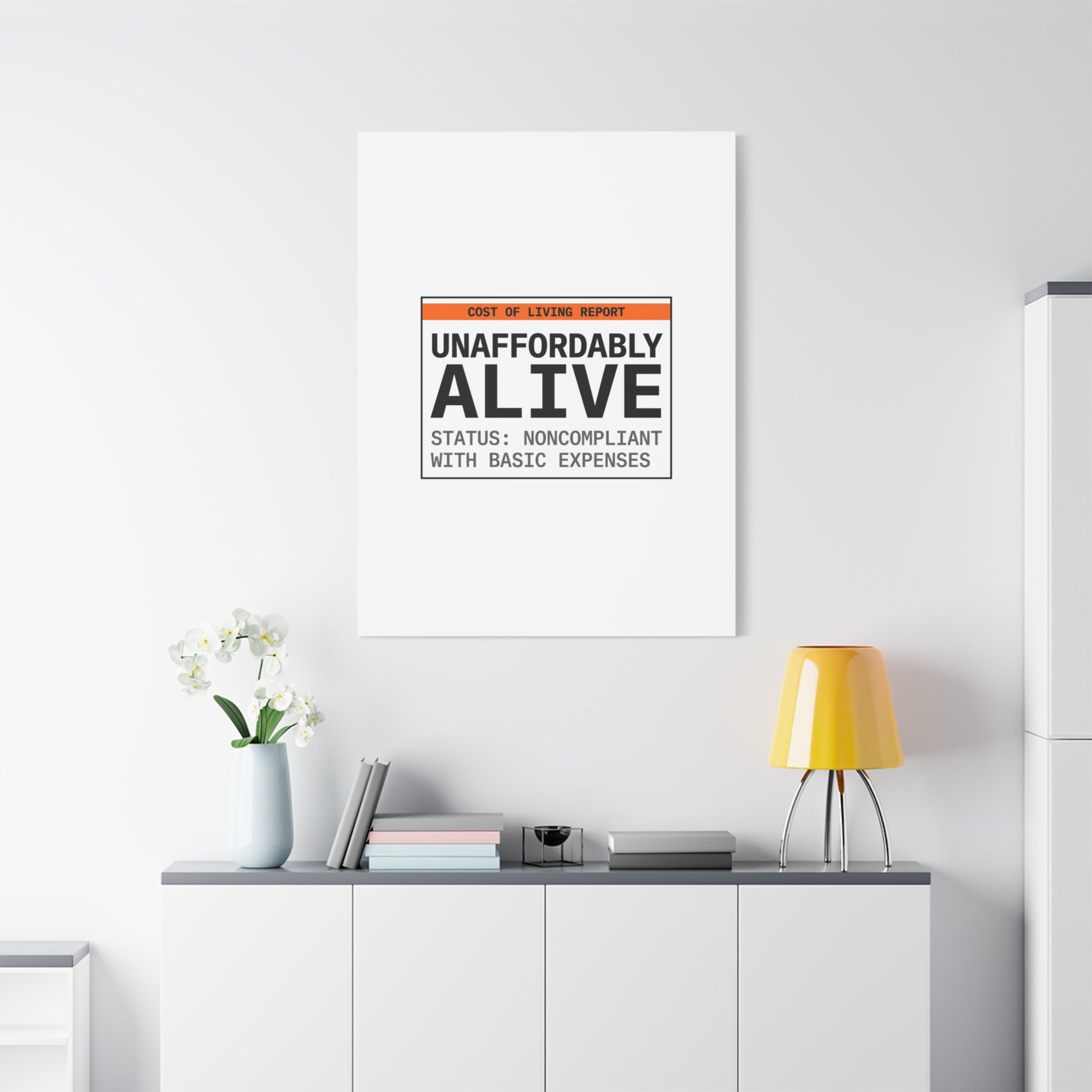 Unaffordably Alive Canvas | cost of living crisis, receipt aesthetic
