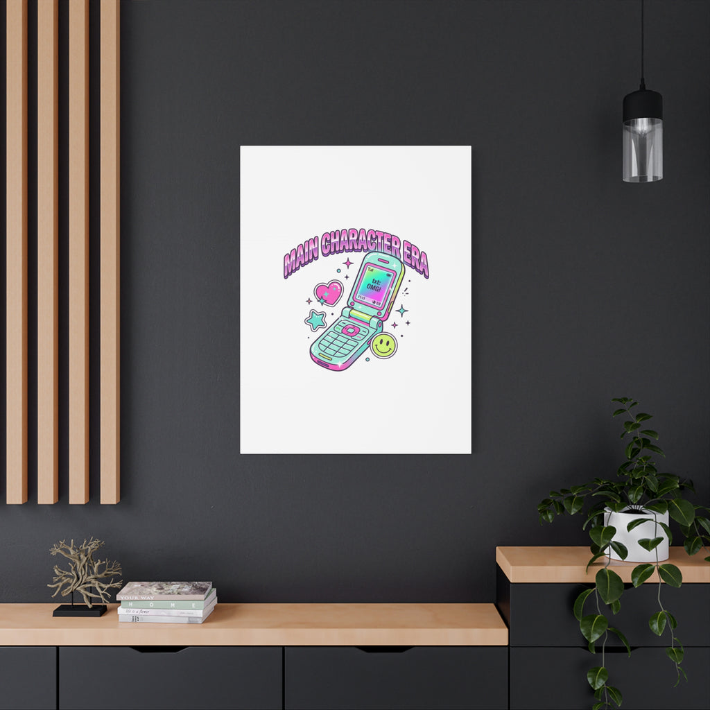 Main Character Era Canvas | Y2K Aesthetic, Retro Flip Phone Wall Art